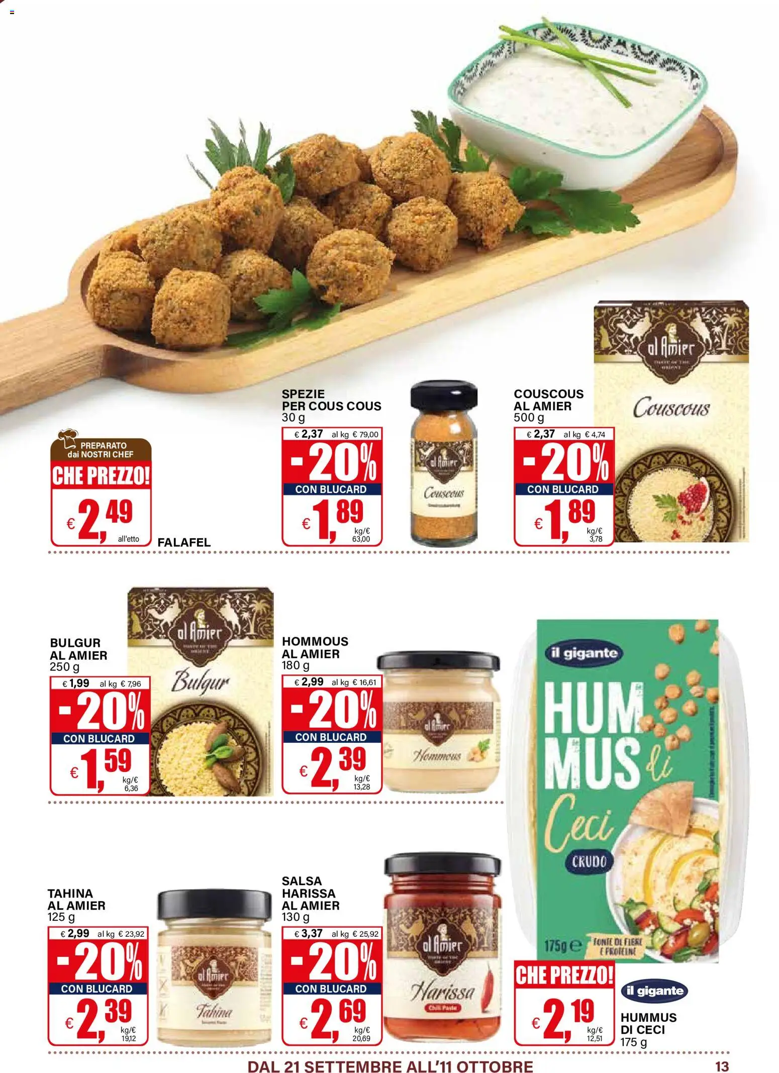 Volantino Il Gigante del 21/09/2026 | Pagina: 13 | Prodotti: Spezie, Salsa, Hummus, Bulgur
