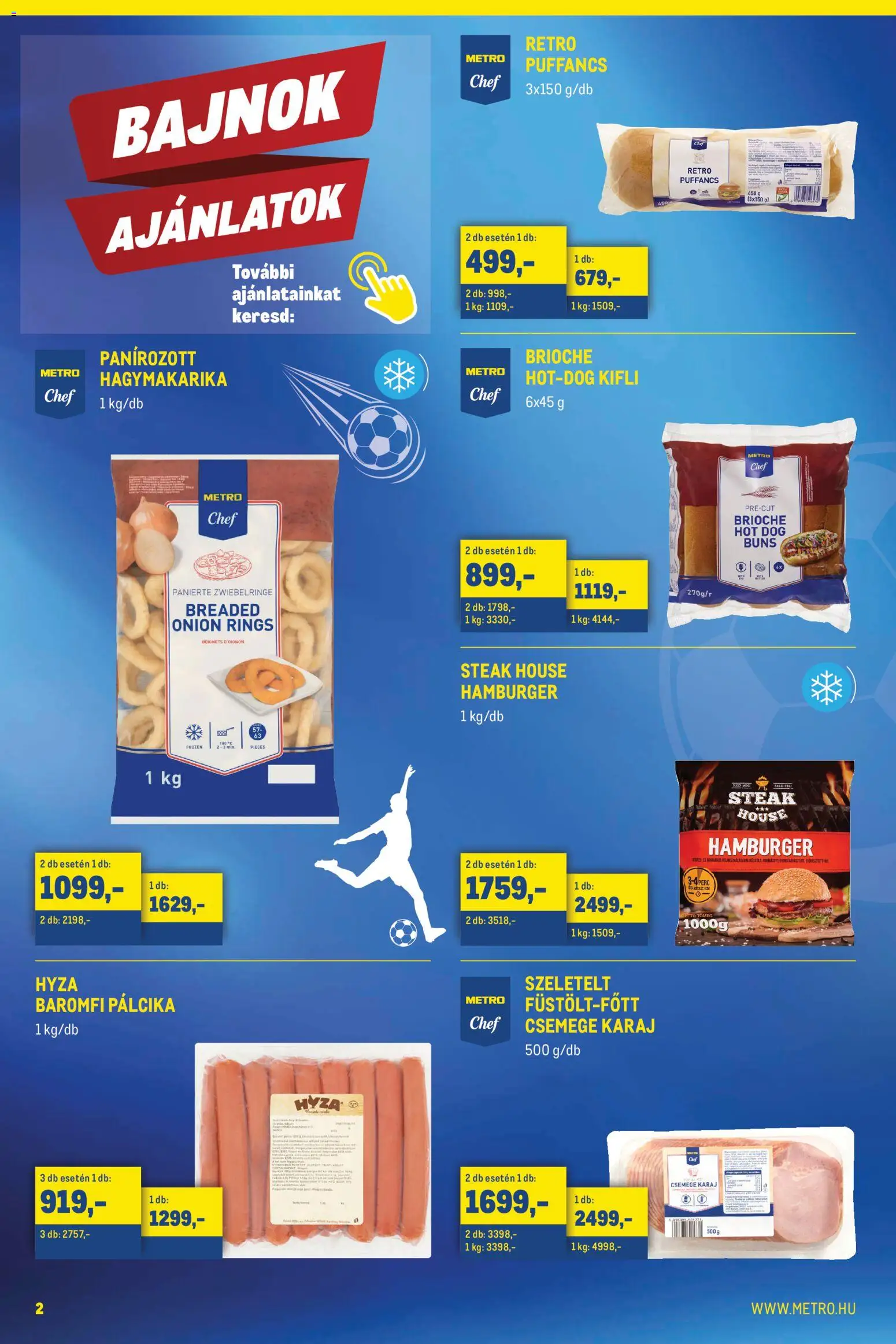 Metro akciós ujság - amely érvényes a következő dátumtól: 01.06.2026 | Oldal: 2 | Termékek: Hot dog, Hamburger, Karaj, Hagymakarika