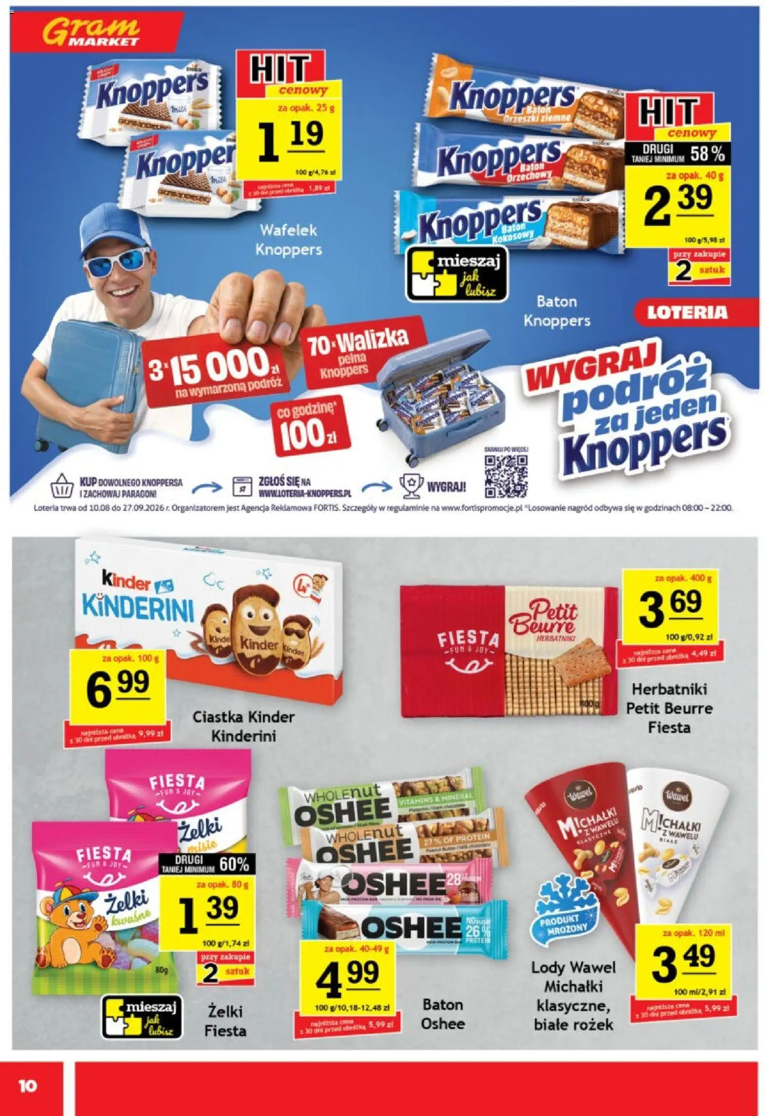 Gram Market gazetka od 12.08.2026 | Strona: 10 | Produkty: Knoppers, Wafelek, Ciastka, Lody