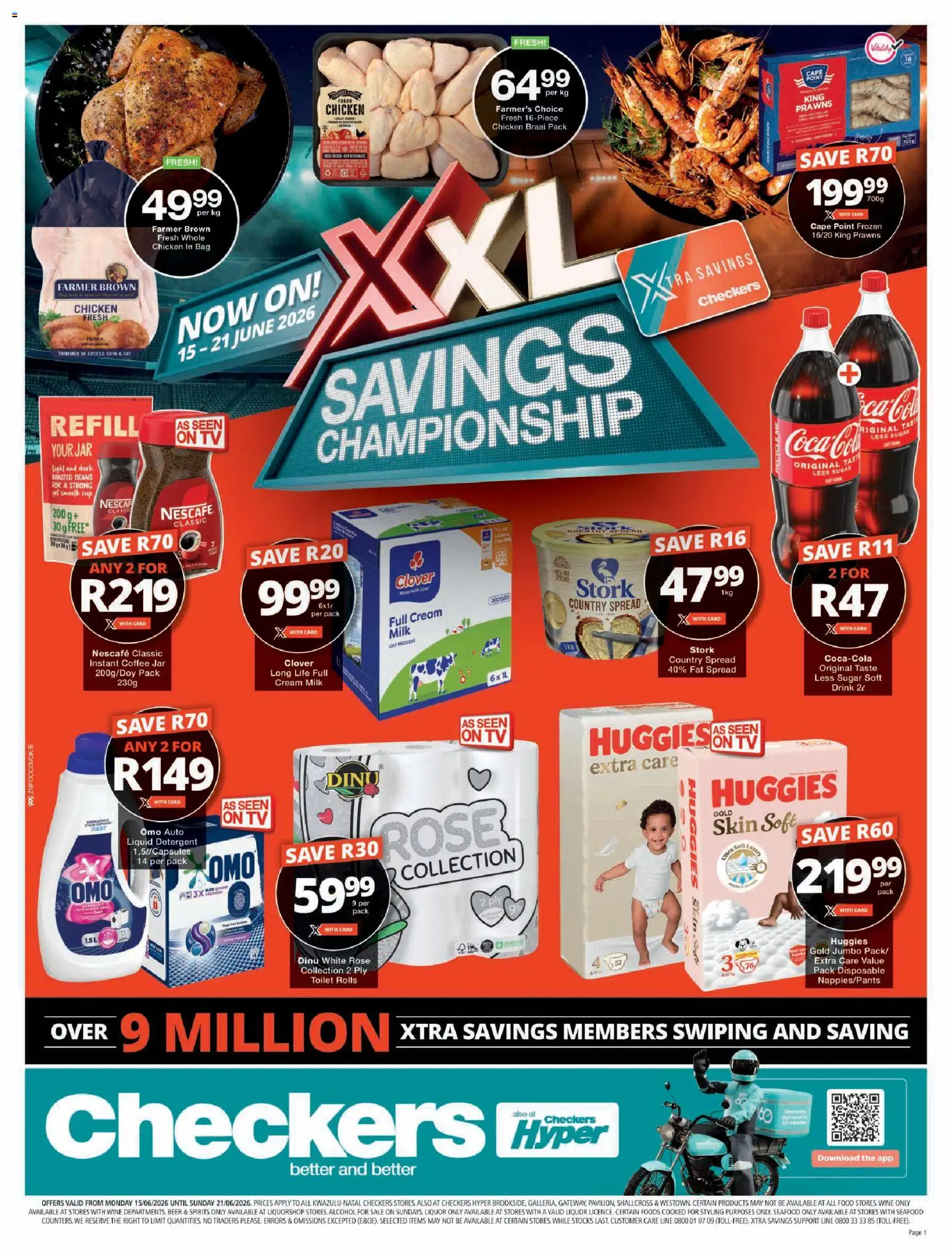 New Checkers catalogue – valid from 15.06.2026 | Page: 1 | Products: Milk, Beer, Chicken, Sugar