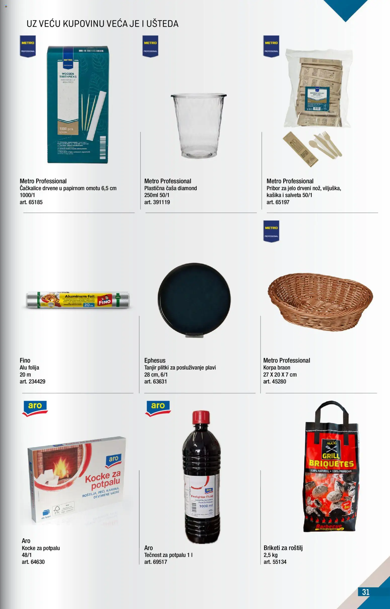 Metro katalog - važi od 01.09.2026 | Strana: 31 | Proizvode: Tanjir, Briketi za roštilj, Korpa, Briketi