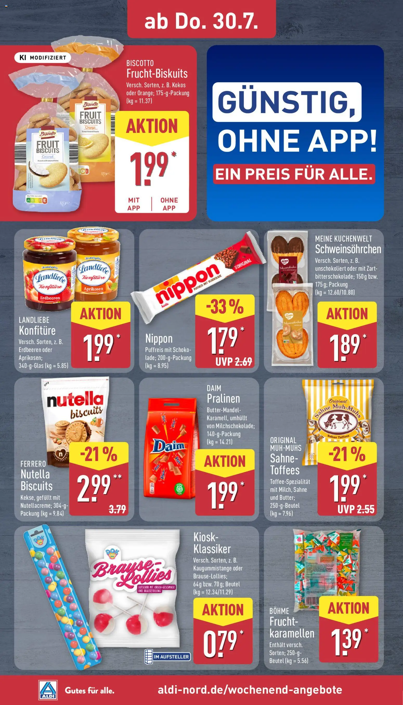 Aldi Prospekt – gültig ab 27.07.2026 | Seite: 36 | Produkte: Schokolade, Nutella, Erdbeeren, Sahne