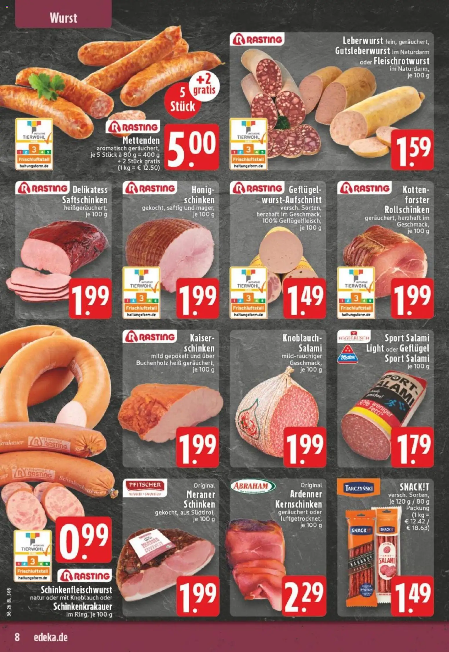 Edeka Prospekt Dortmund – gültig ab 31.08.2026 | Seite: 8 | Produkte: Wurst, Knoblauch, Salami, Schinken