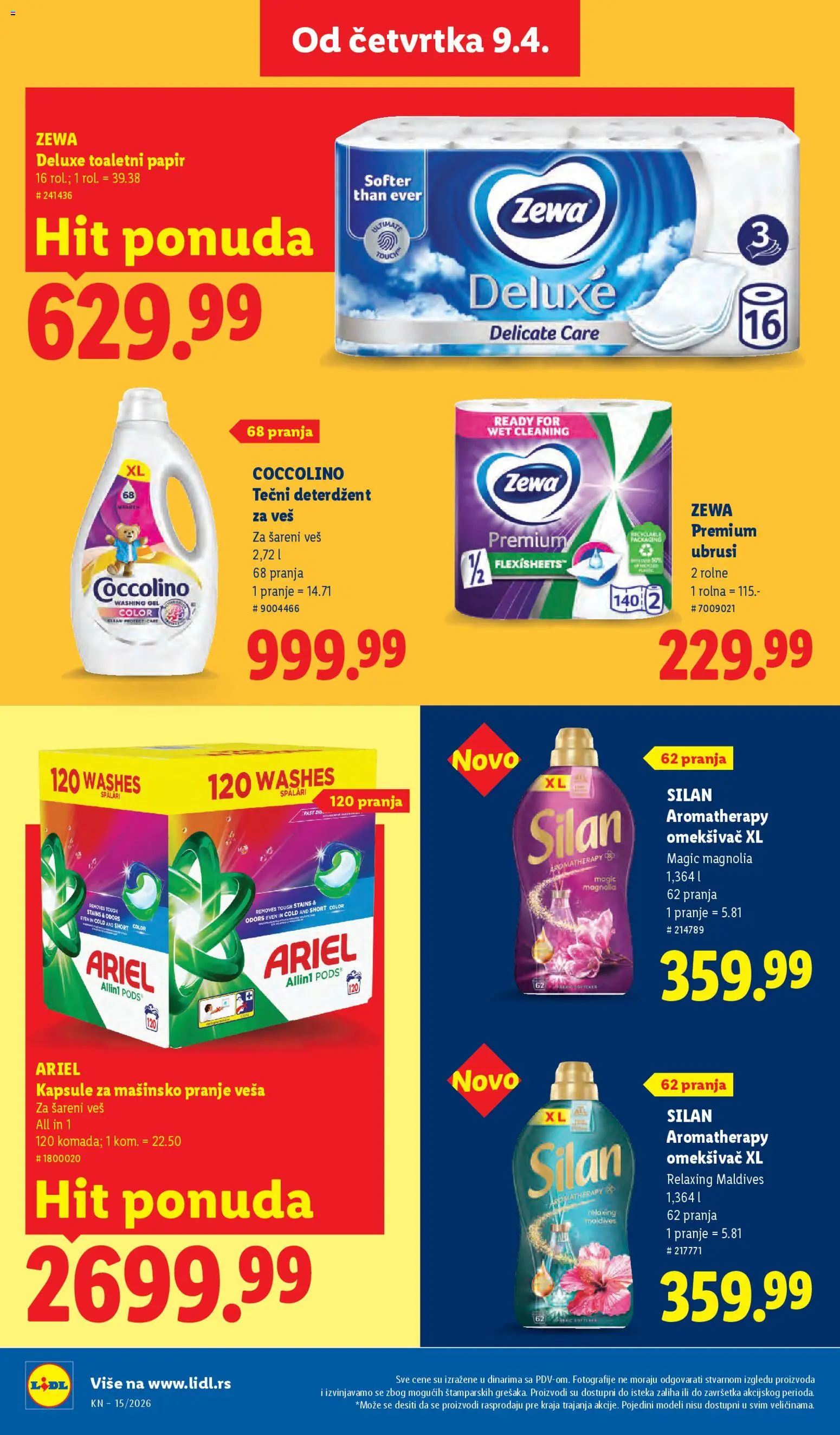 Lidl katalog - važi od 09.04.2026 | Strana: 44 | Proizvode: Deterdžent, Ariel, Silan, Coccolino