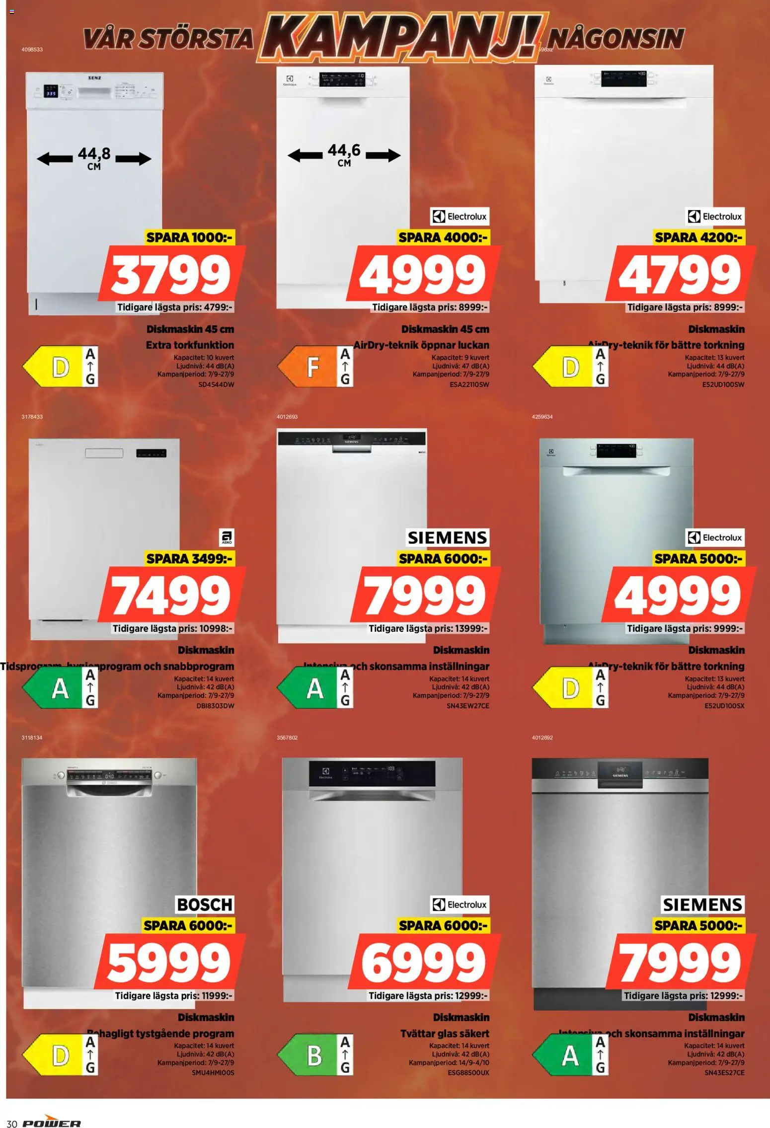 Power reklamblad aktuell från 14/09/2026 | Sida: 30 | Produkter: Diskmaskin, Glas, Kuvert