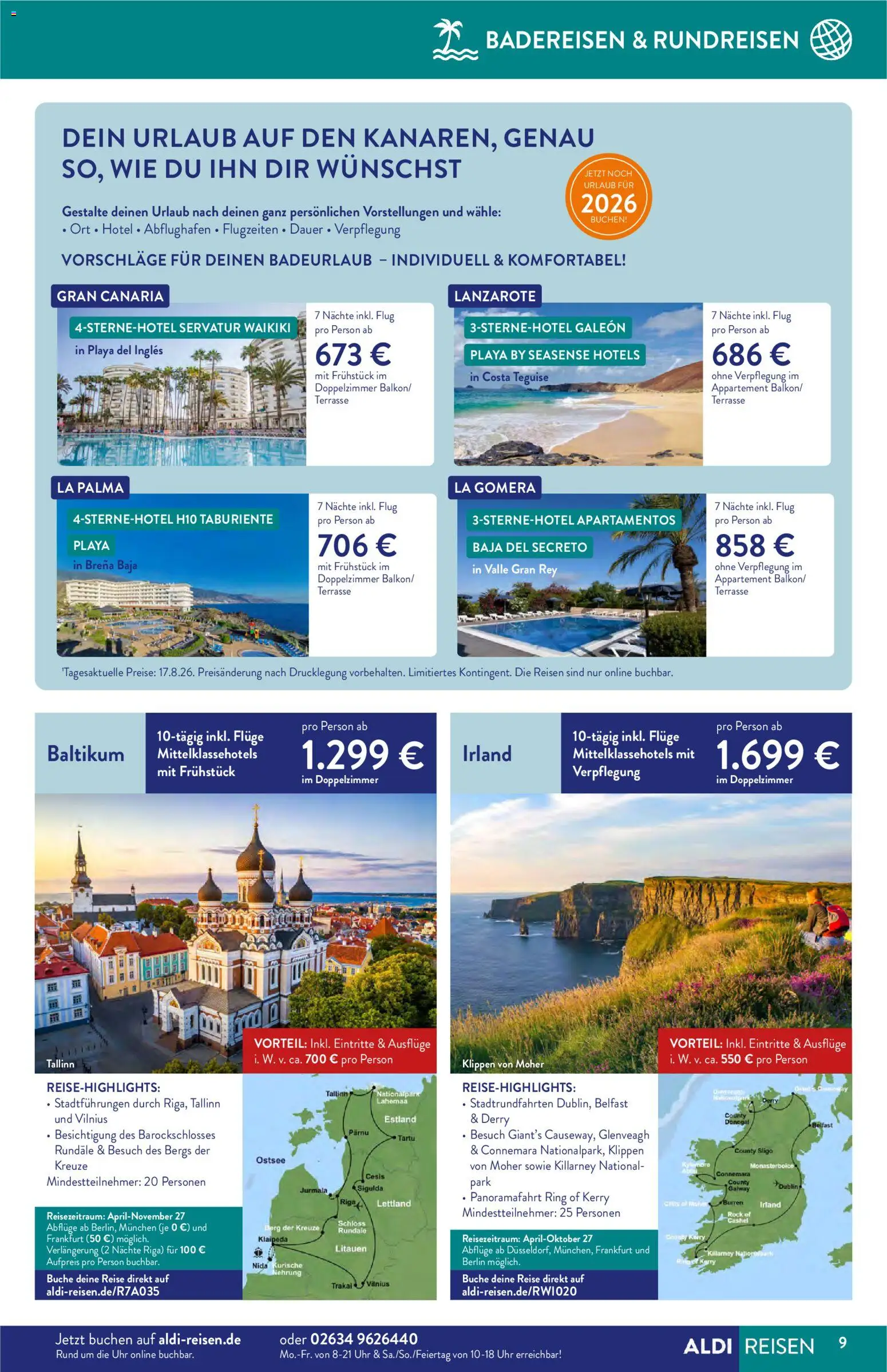 Aldi Reisen Prospekt – gültig ab 01.09.2026 | Seite: 9 | Produkte: Rock, Uhr