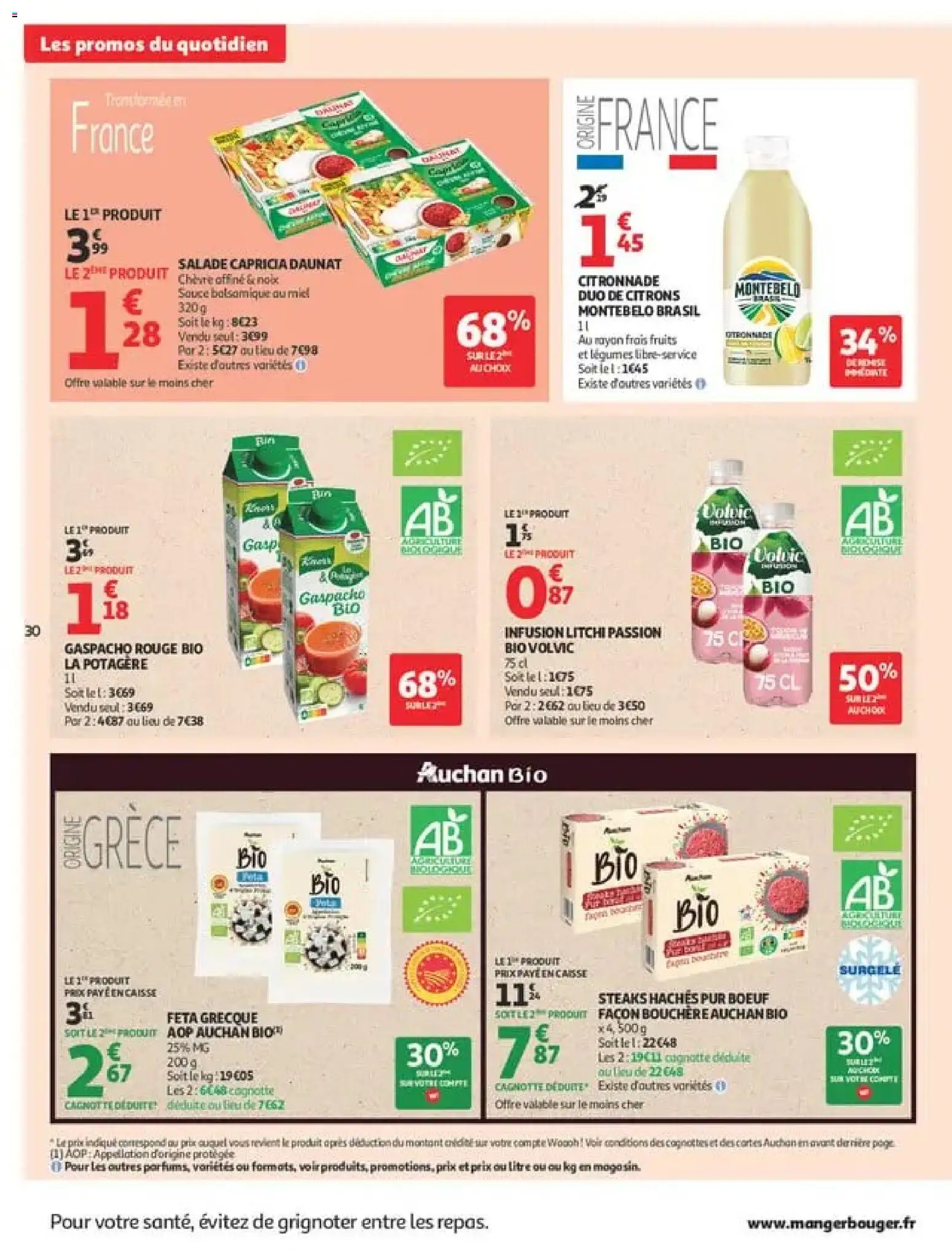 {H1} | Page: 30 | Produits: Volvic, Gazpacho, Miel, Noix