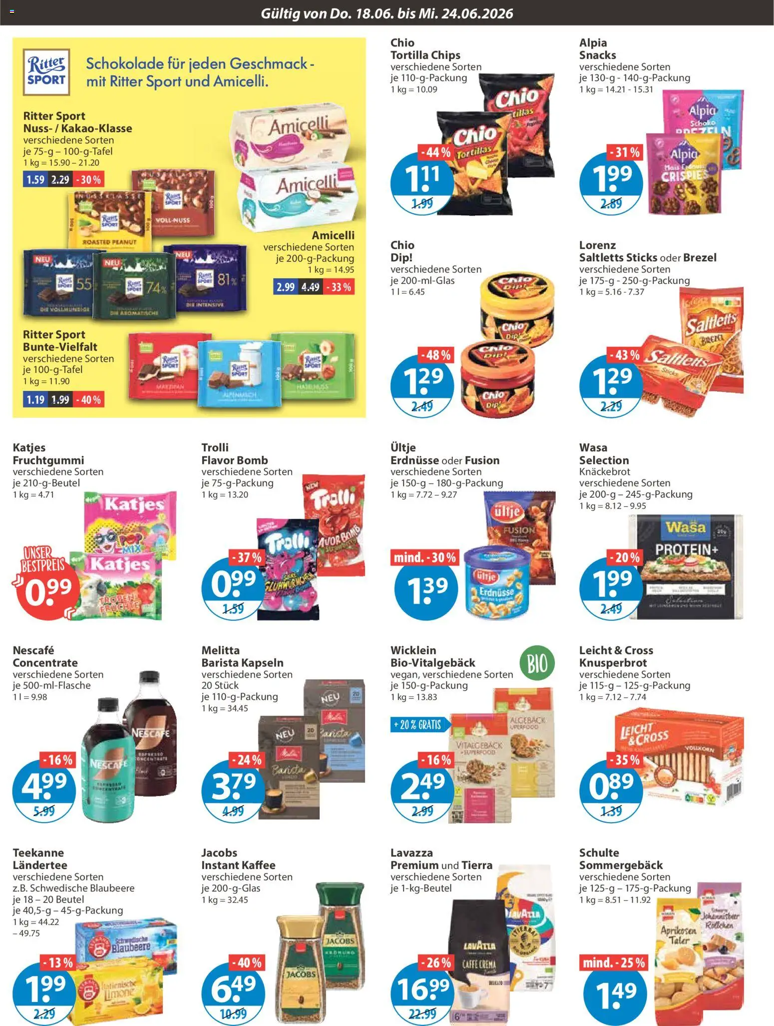 V-Markt Angebote – gültig ab 18.06.2026 | Seite: 8 | Produkte: Nescafe, Erdnüsse, Katjes, Chips