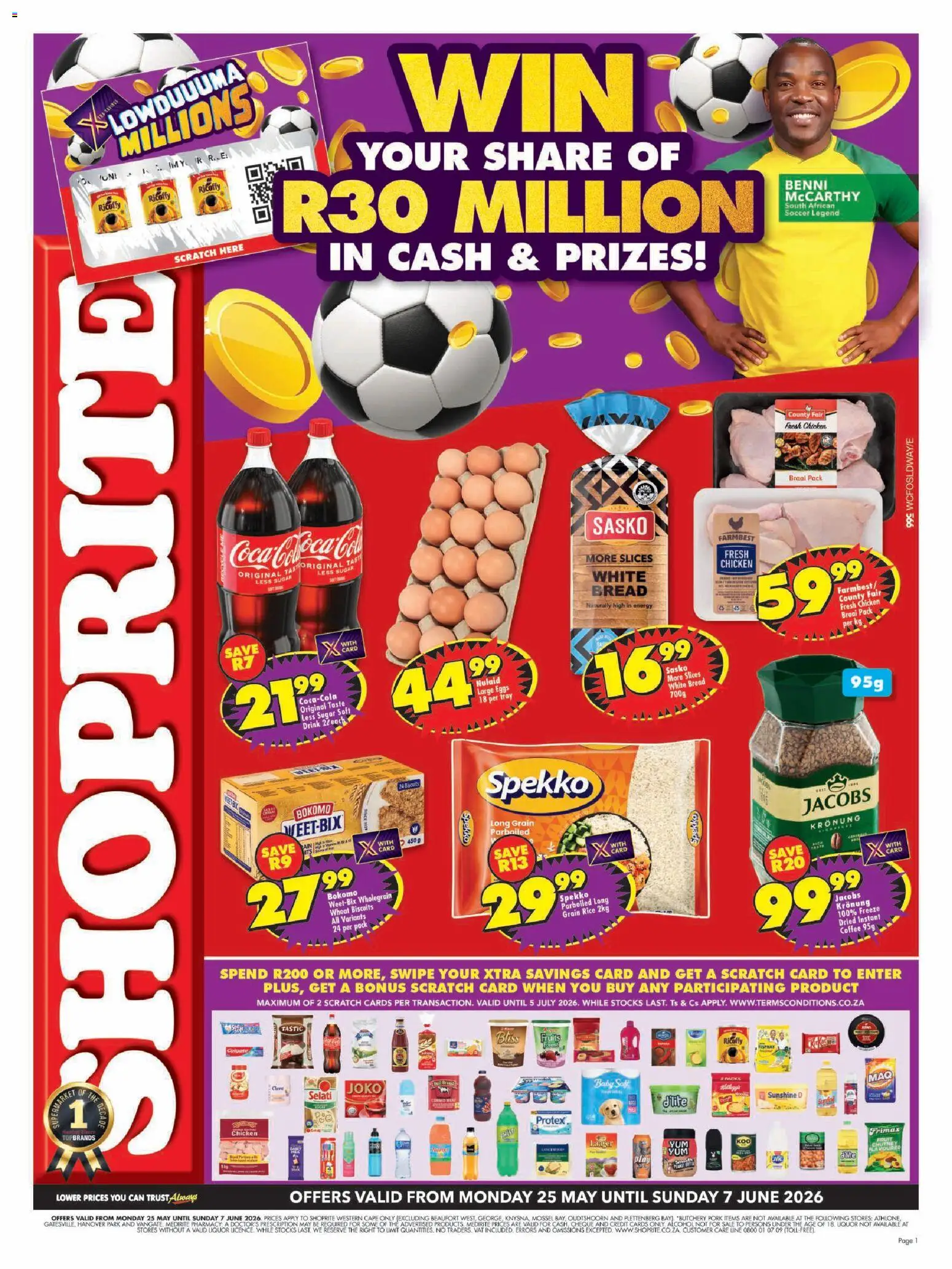 New Shoprite catalogue – valid from 25.05.2026 | Page: 1 | Products: Coffee, Chicken, Pork, Sugar