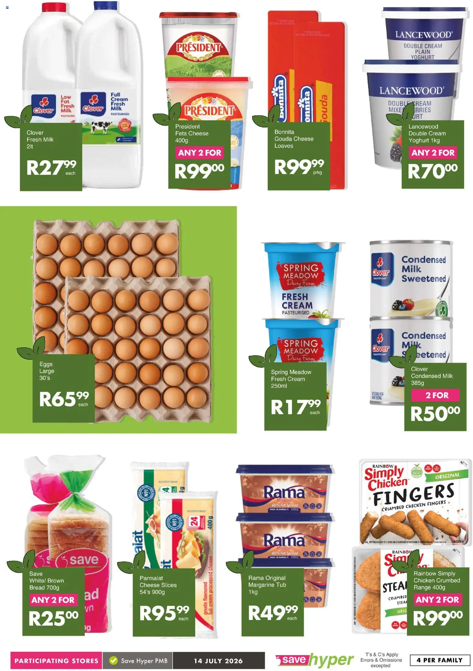New Save catalogue – valid from 14/07/2026 | Page: 10 | Products: Eggs, Bread, Margarine, Fat spread