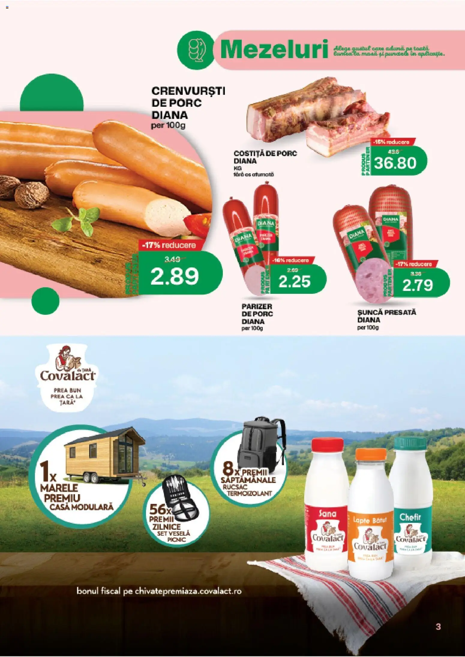 Noul catalog Diana – valabil de la 16.05.2026 | Pagină: 3 | Produse: Masă, Lapte, Șuncă, Dağ çileği