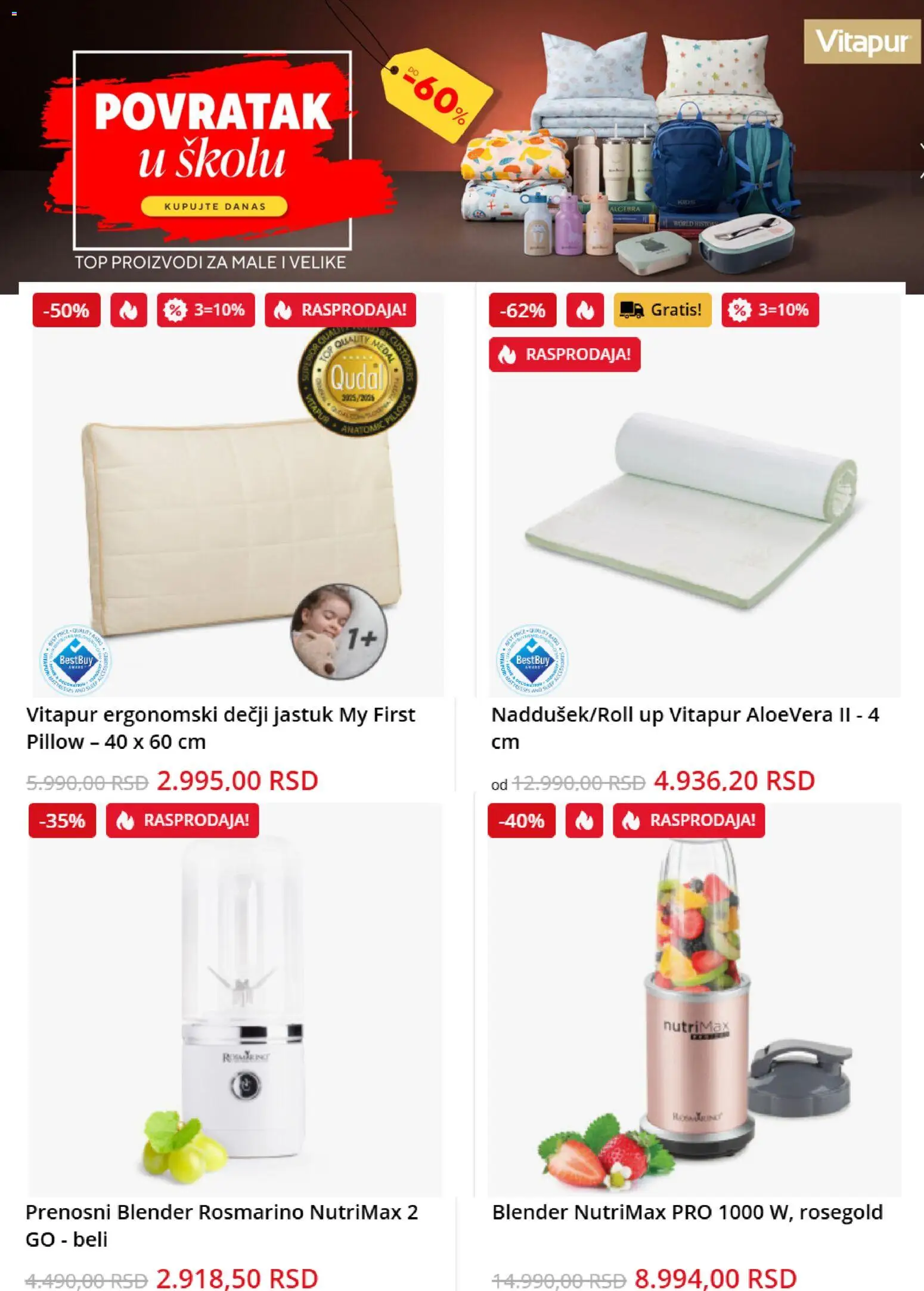 Vitapur katalog - važi od 02.09.2026 | Strana: 4 | Proizvode: Jastuk, Blender