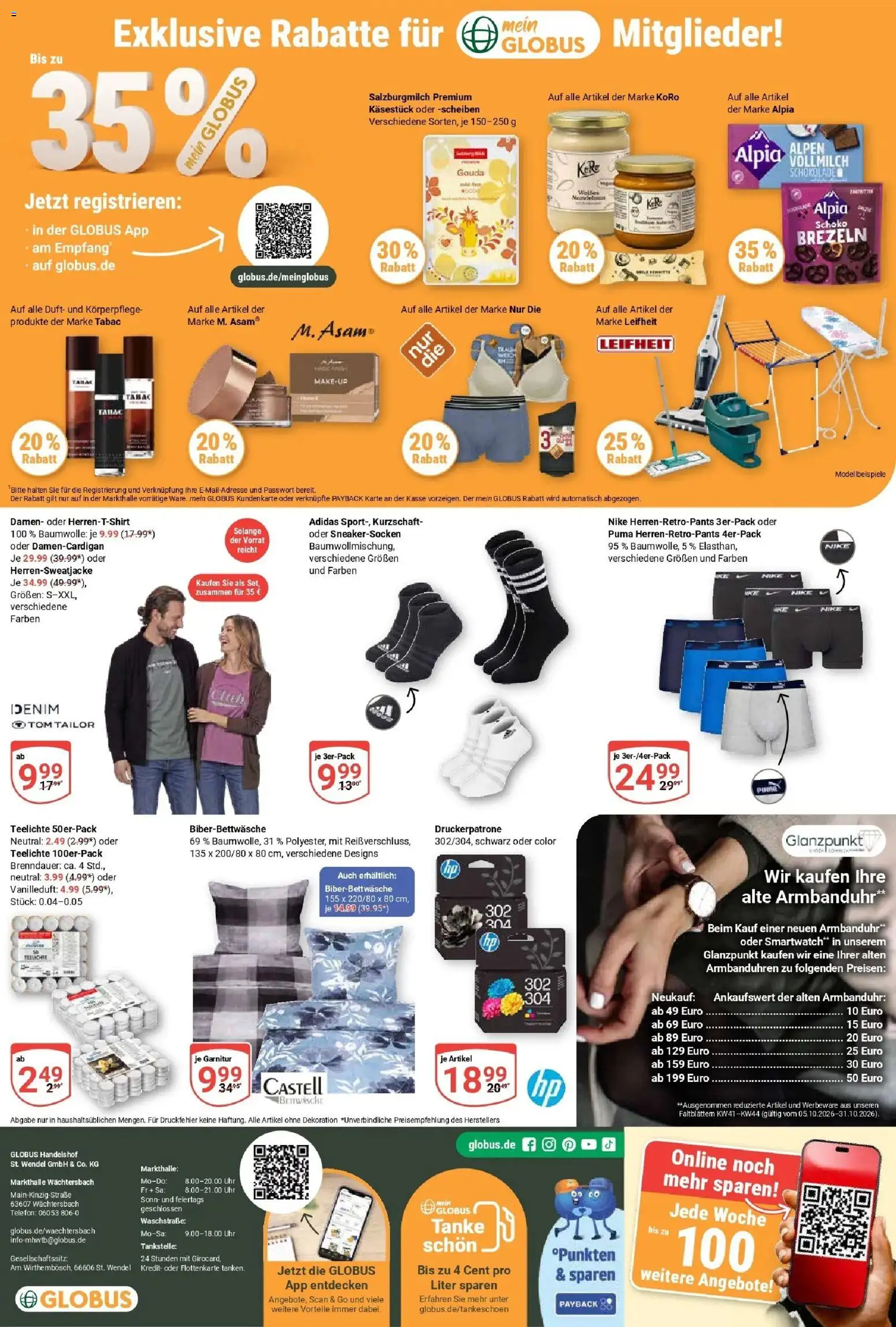 Globus Prospekt Wächtersbach (ab 05.10.2026) » Angebote online | Seite: 25 | Produkte: Smartwatch, Schokolade, Gouda, Uhr