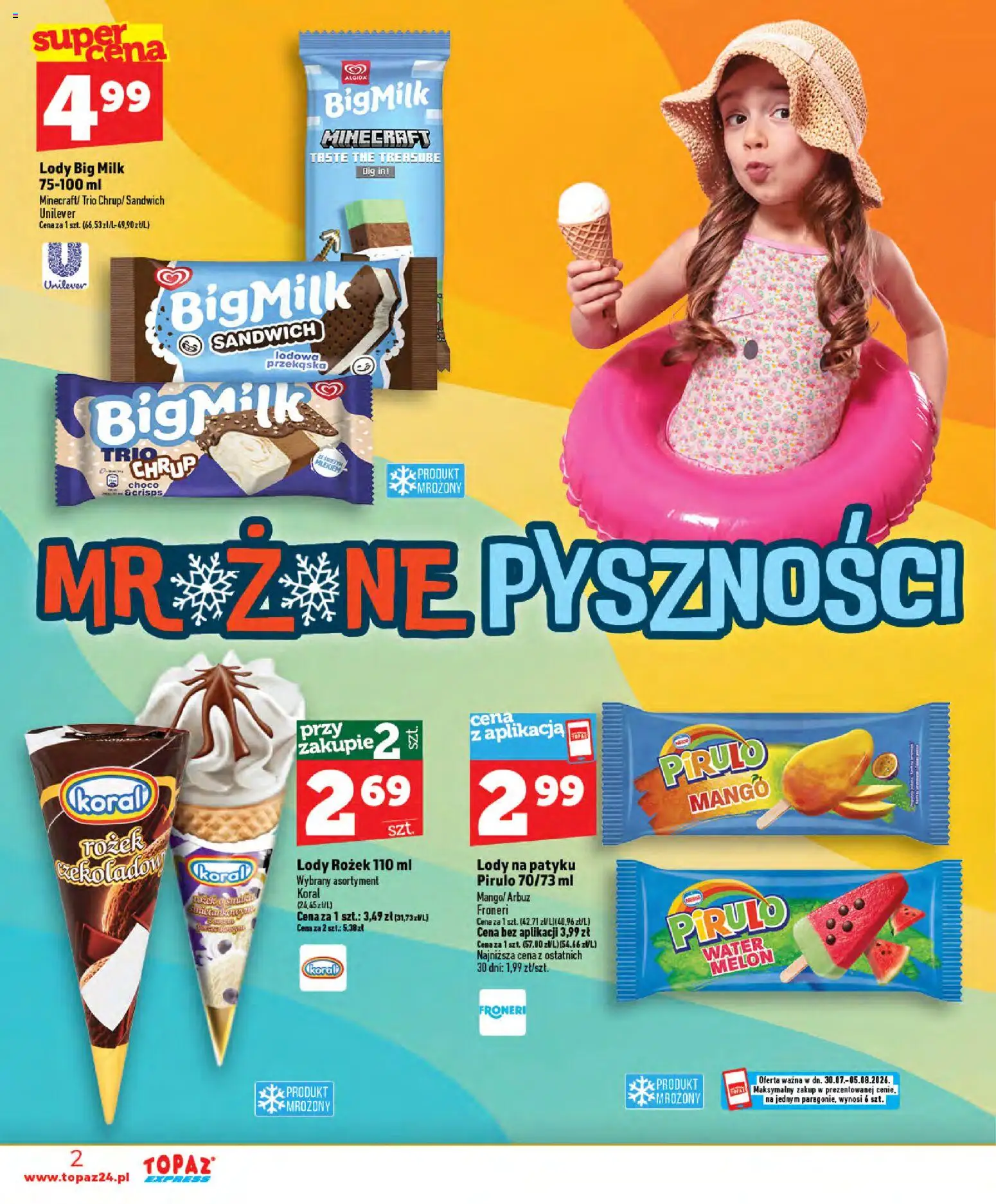 Topaz gazetka - Express od 30.07.2026 | Strona: 2 | Produkty: Mango, Arbuz, Melon, Lody