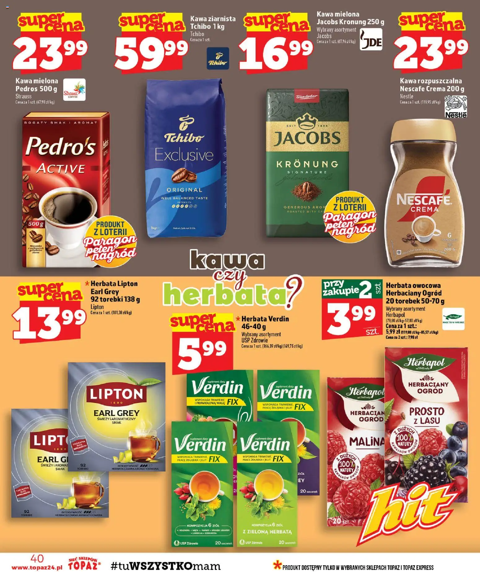 Topaz gazetka od 03.09.2026 | Strona: 40 | Produkty: Jacobs, Earl Grey, Nescafe, Tchibo