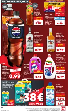Kaufland DE -DE Folder - Voorbeeld van een folder van Kaufland DE, geldig van 01-10-2026 | Pagina: 22 | Producten: Jim Beam, Pepsi, Pampers, Bacardi