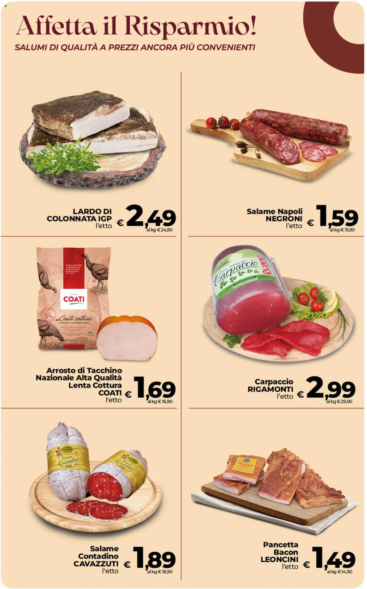 Volantino Ipercoop del 22/09/2026 | Pagina: 19 | Prodotti: Arrosto, Carpaccio, Pancetta, Bacon