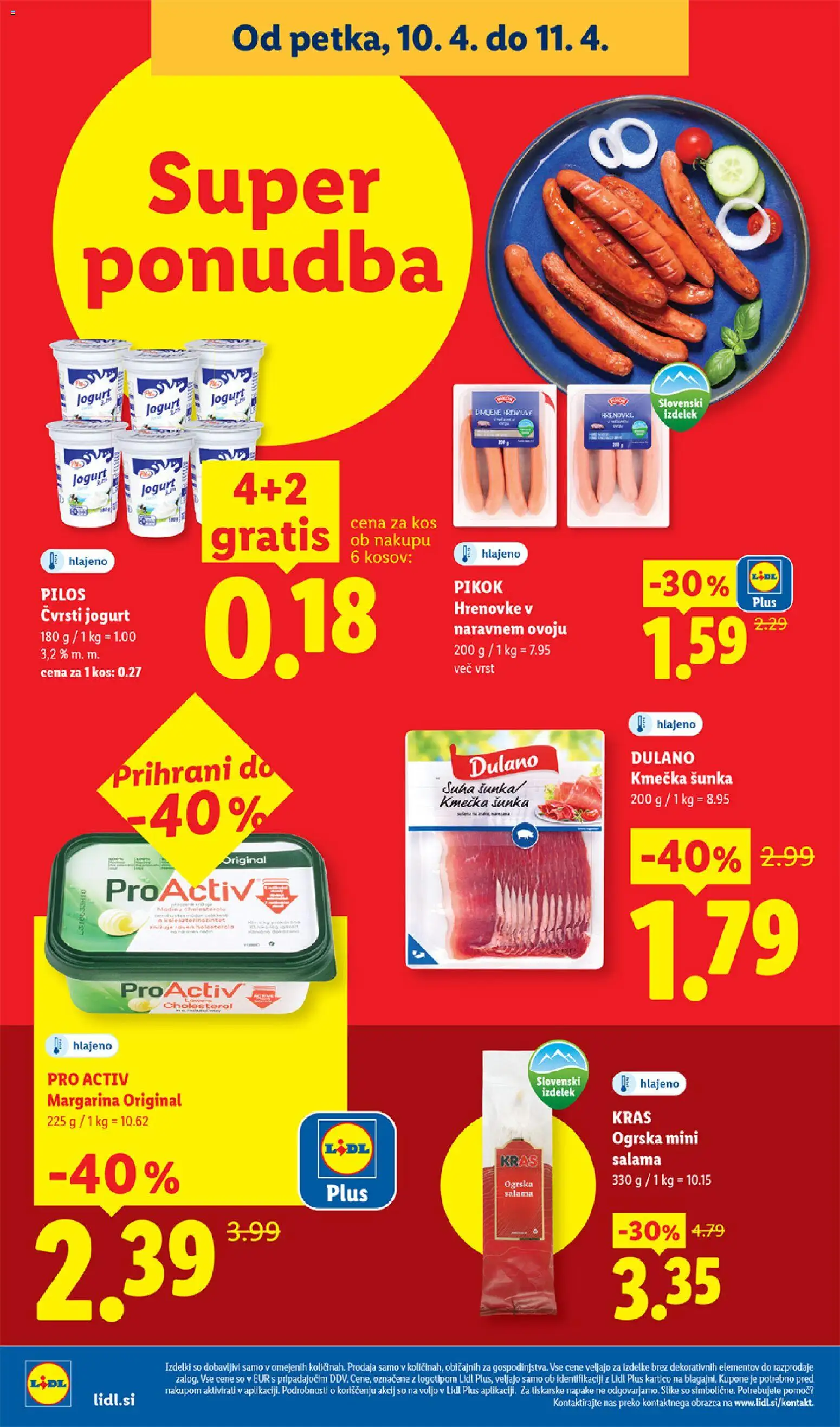 Novi Lidl katalog ponudbe – veljaven od 23.04.2026 | Stran: 46 | Izdelki: Hrenovke, Margarina, Kos, Salama