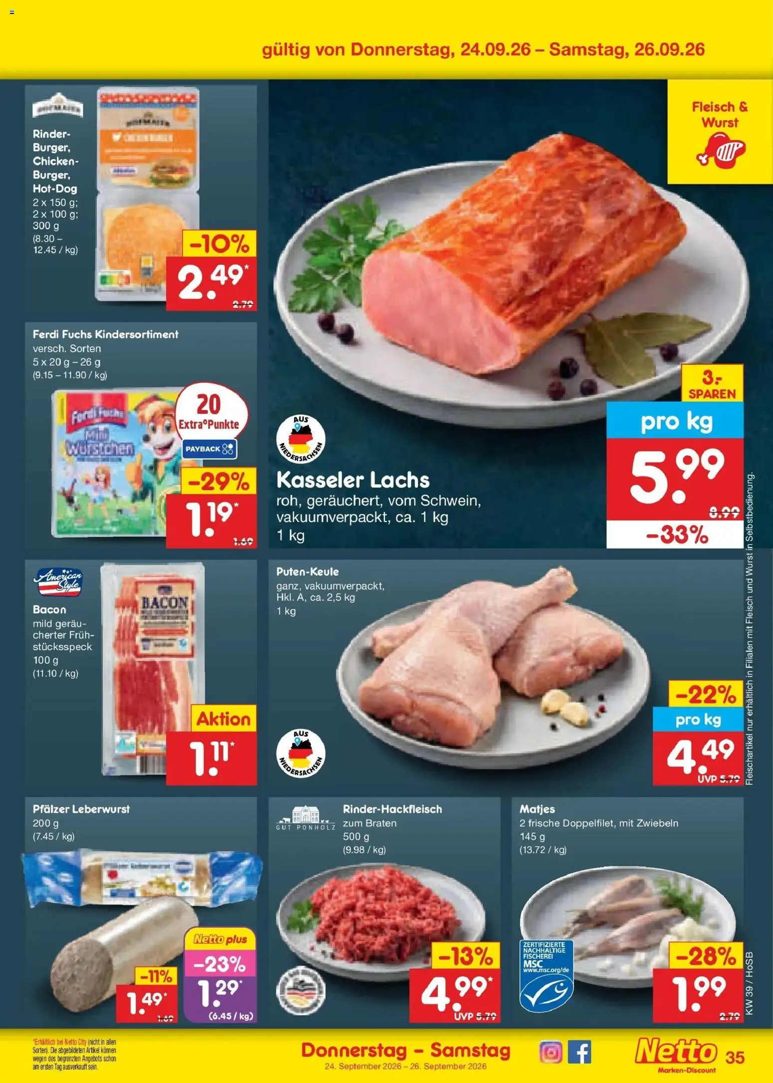 Netto Marken-Discount Prospekt Hannover – gültig ab 21.09.2026 | Seite: 49 | Produkte: Lachs, Zwiebeln, Wurst, Fleisch