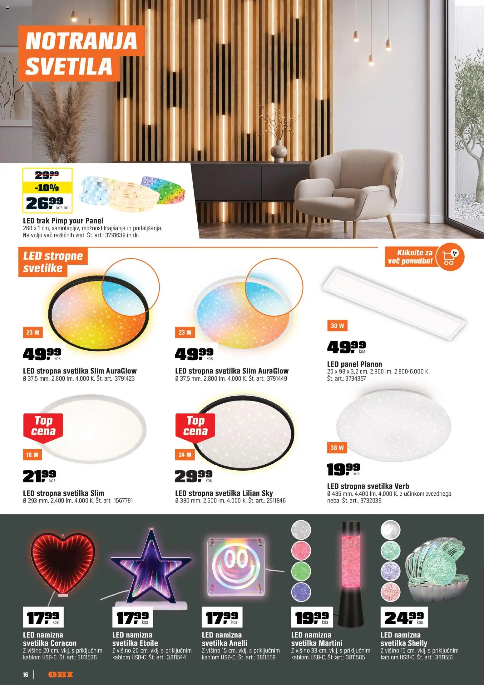 Novi OBI katalog ponudbe – veljaven od 02.10.2026 | Stran: 16 | Izdelki: Kos, Svetilka, Namizna svetilka