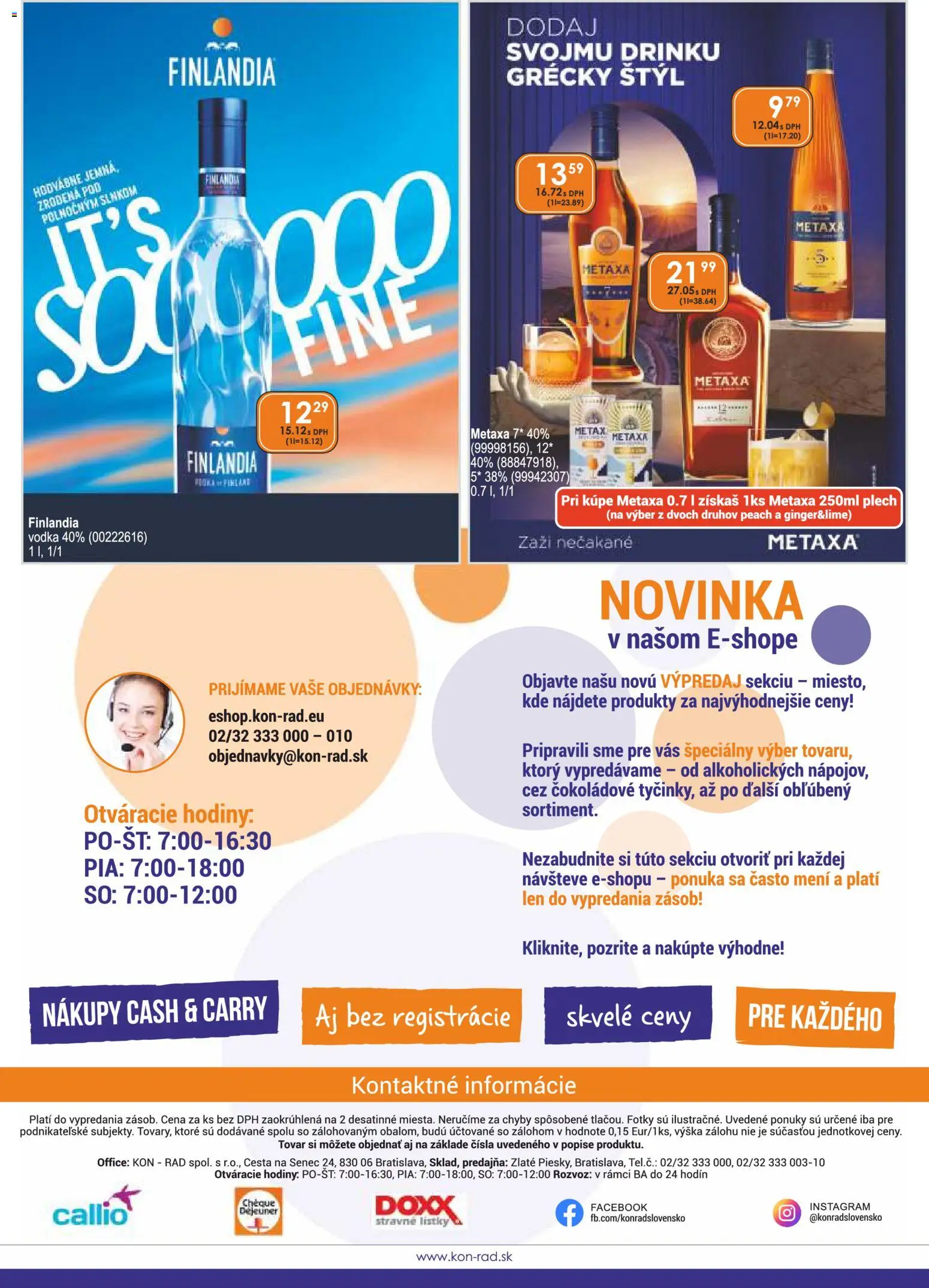 Nové KON - RAD akcie – leták je platný od 01.06.2026 | Strana: 48 | Produkty: Hodiny, Metaxa, Finlandia