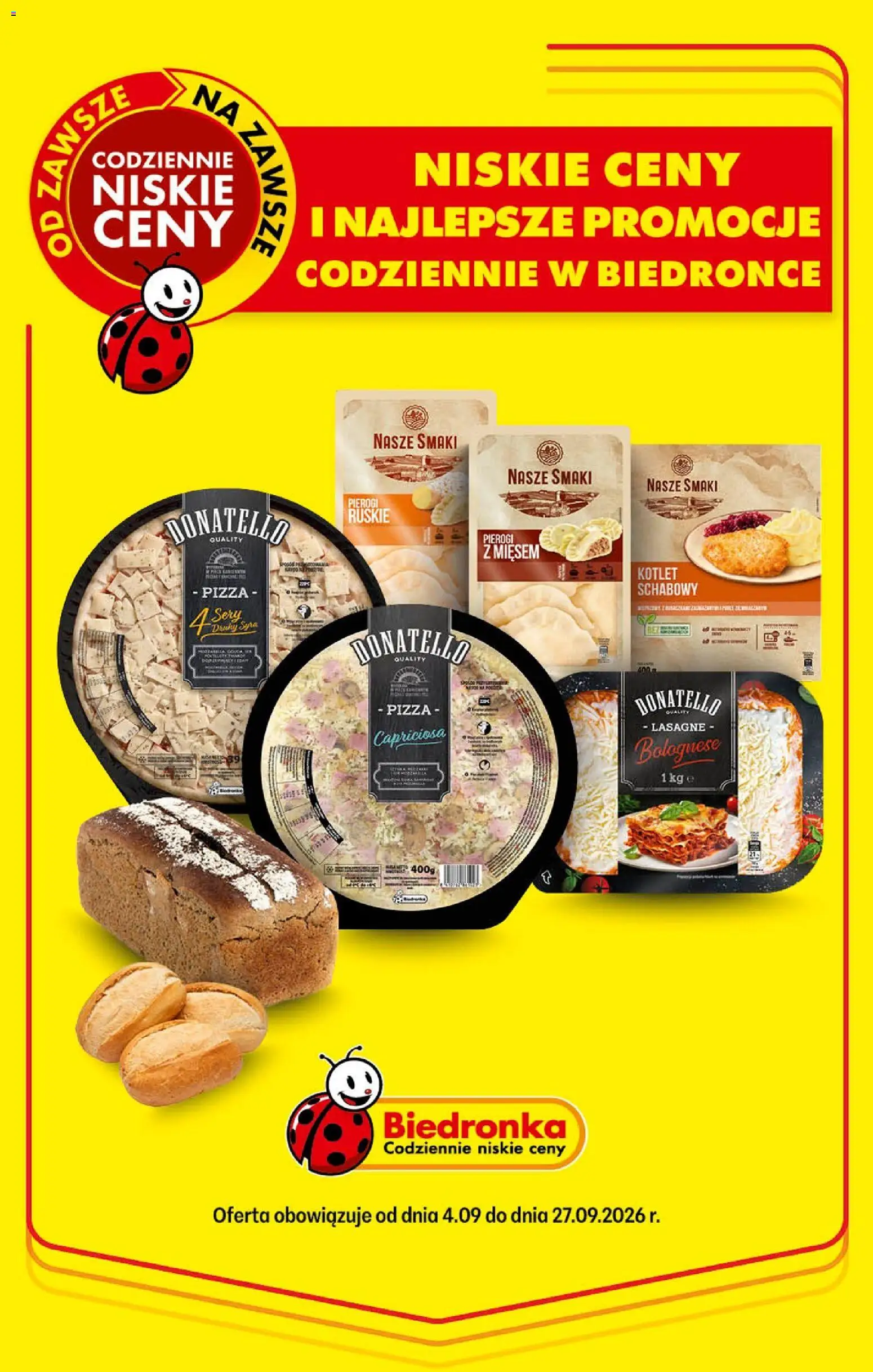 Biedronka Polsko leták - Najniższe ceny od 04.09.2026 | Strana: 1 | Produkty: Pizza, Lasagne