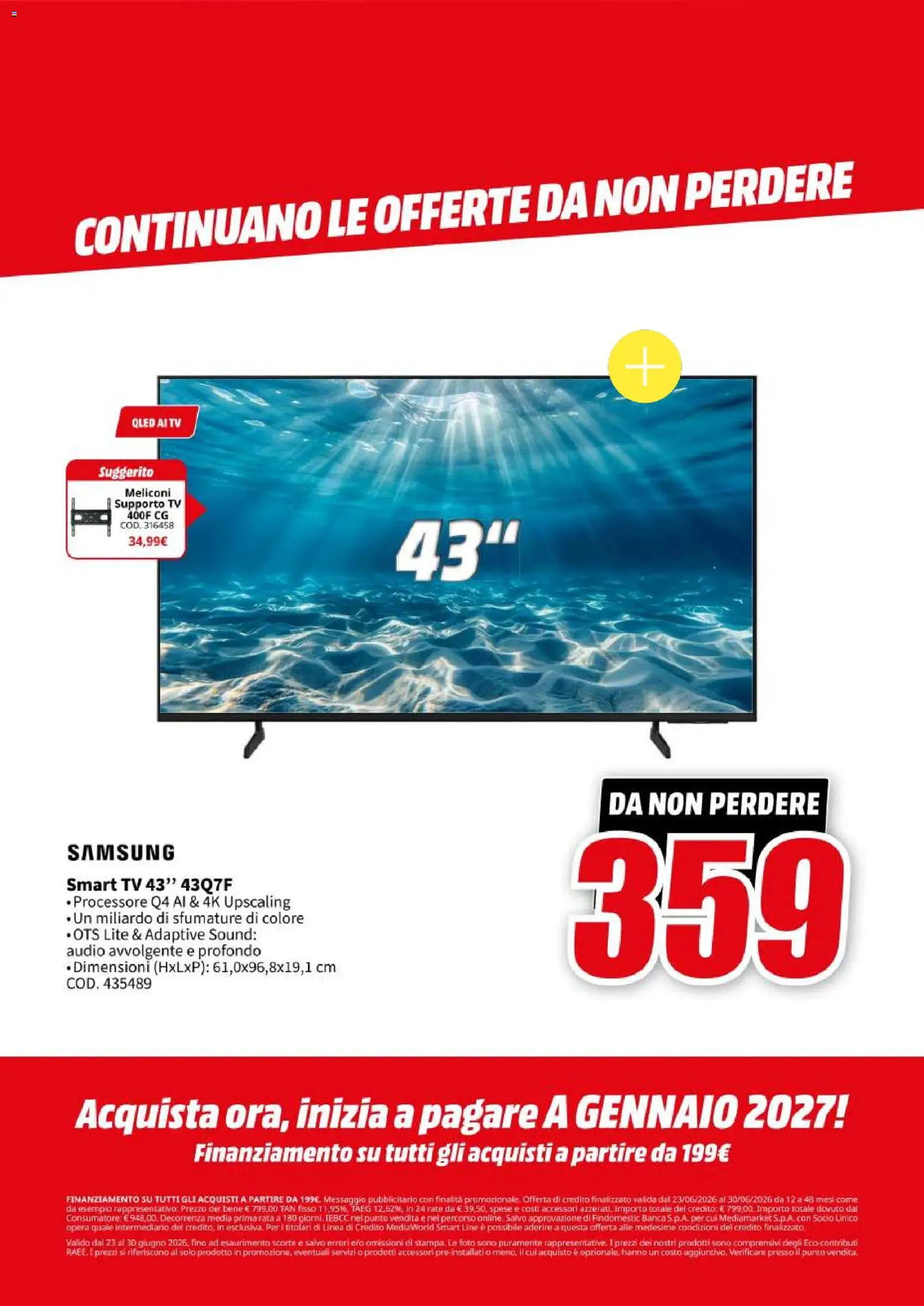 Volantino Media World del 23/06/2026 | Pagina: 42 | Prodotti: smart TV, TV, Audio, Samsung