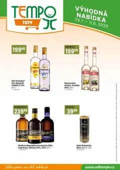 Náhled letáku Tempo leták - Tuty od 29.07.2026 | Strana: 13 | Produkty: Božkov Republica, Gin, Božkov, Gin Dynybyl