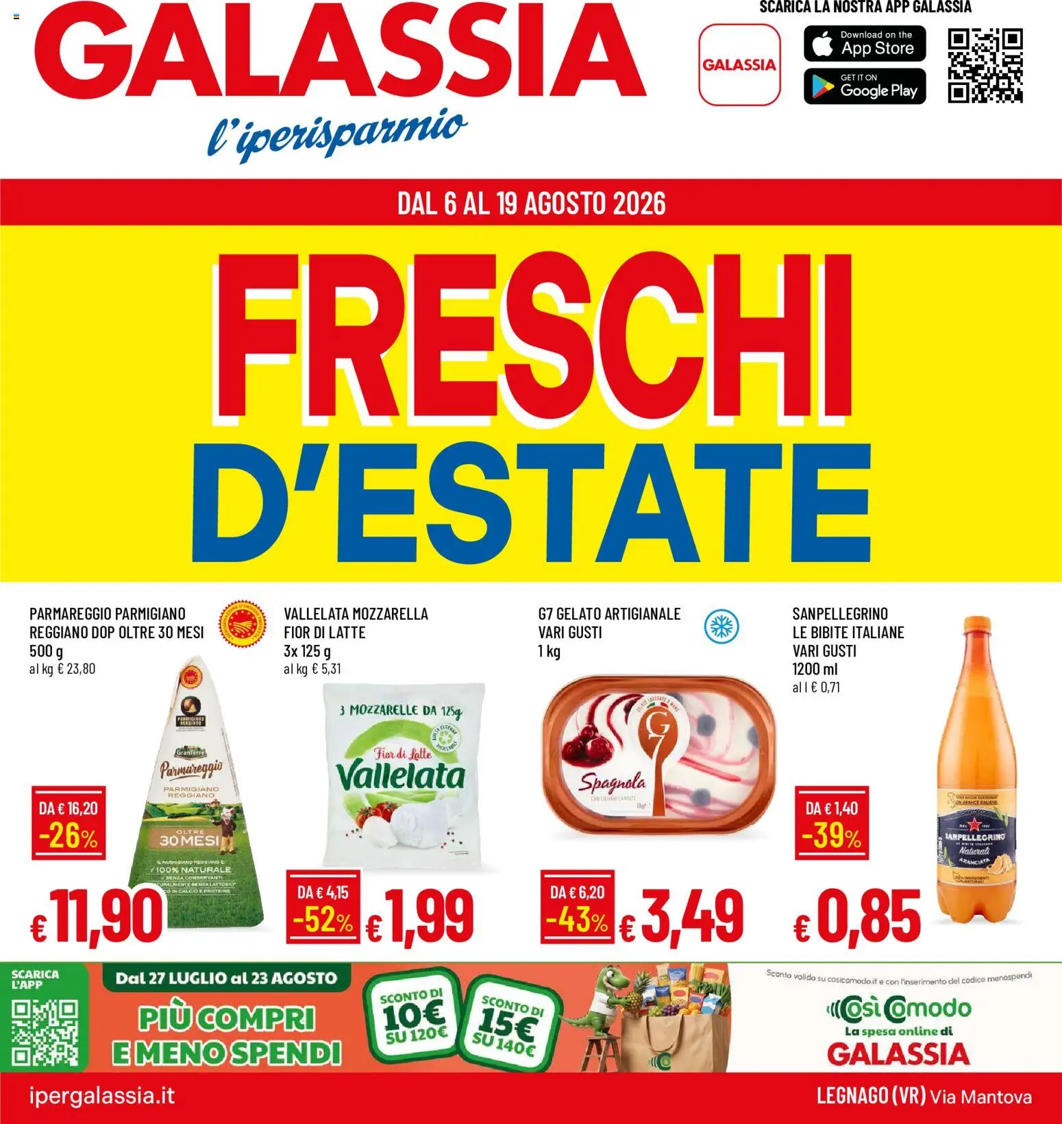 Volantino Galassia del 06/08/2026 | Pagina: 1 | Prodotti: Mozzarella, The, Parmigiano, Senza lattosio