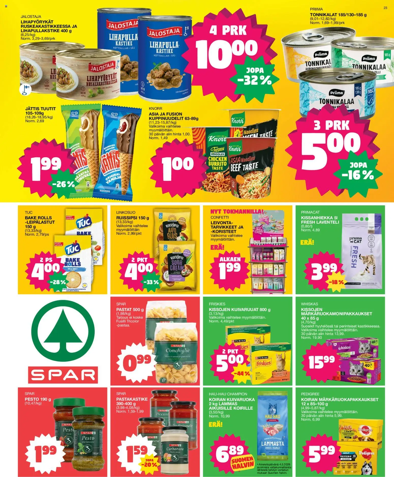 Tokmanni tarjoukset – voimassa 18.05.2026 alkaen | Sivu: 23 | Tuotteet: Pastakastike, Kissanhiekka, Pesto