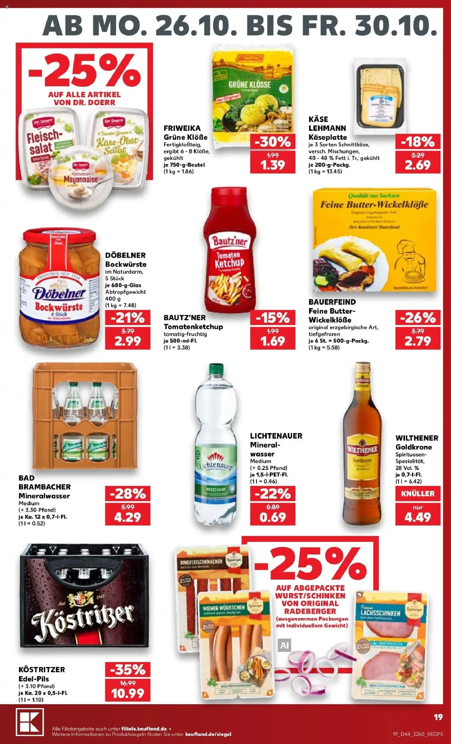 Prospekt Kaufland ab 26.10.2026 » Angebote Online zum Blättern | Seite: 19 | Produkte: Gewicht, Butter, Mineralwasser, Fleisch