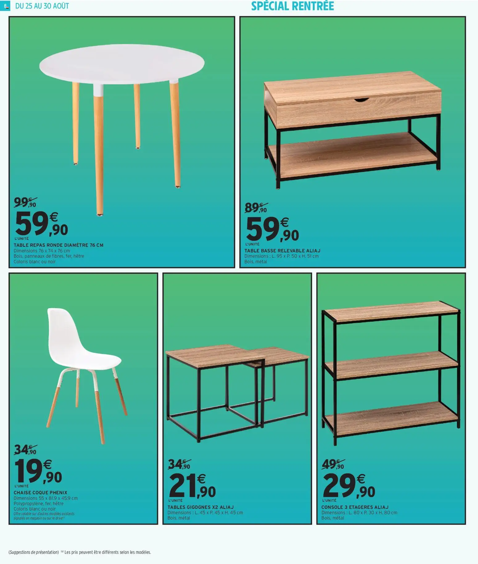{H1} | Page: 8 | Produits: Tables gigognes, Table basse, Table, Chaise