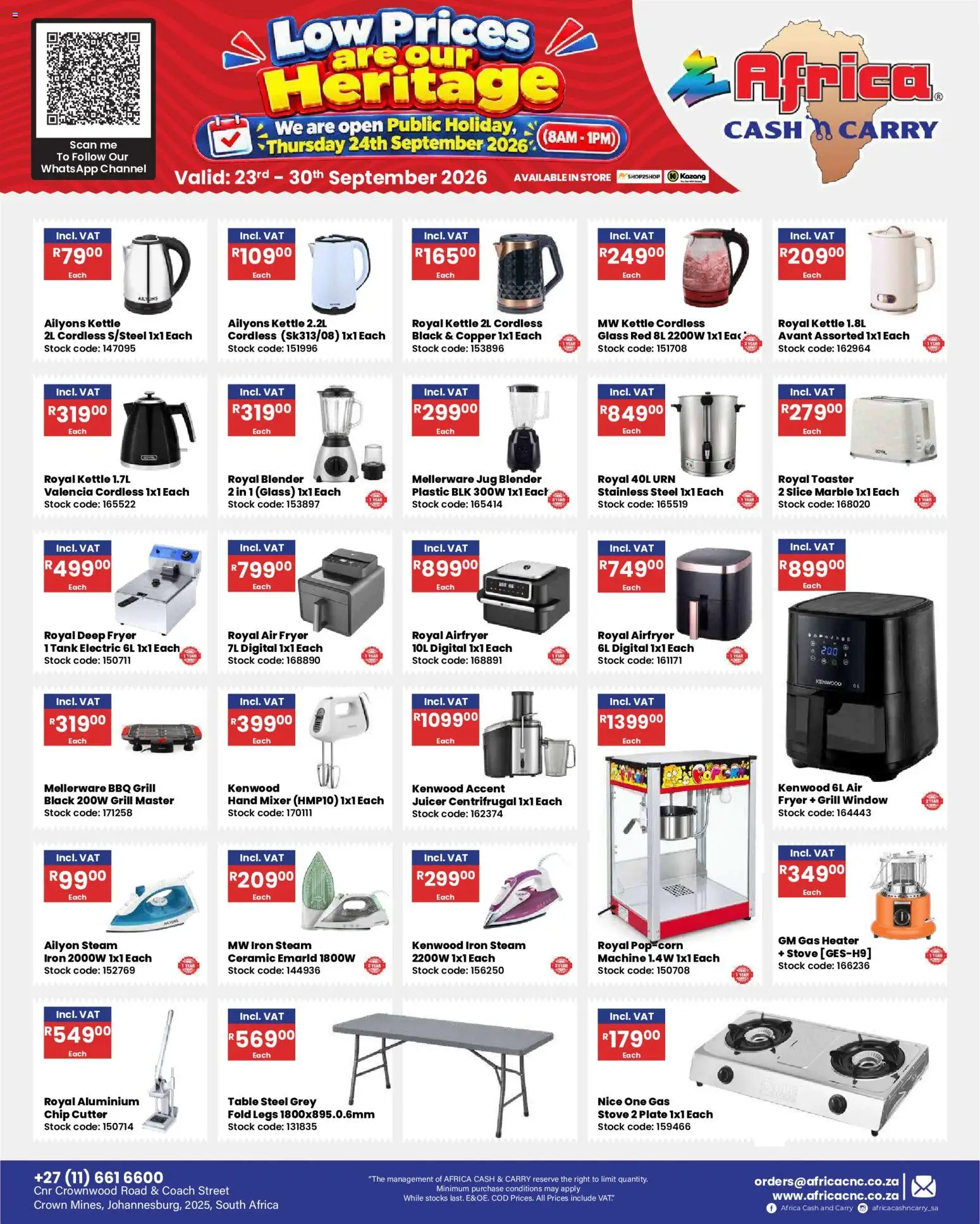 New Africa Cash & Carry catalogue – valid from 23/09/2026 | Page: 34 | Products: Plate, Juicer, Air fryer, Stock
