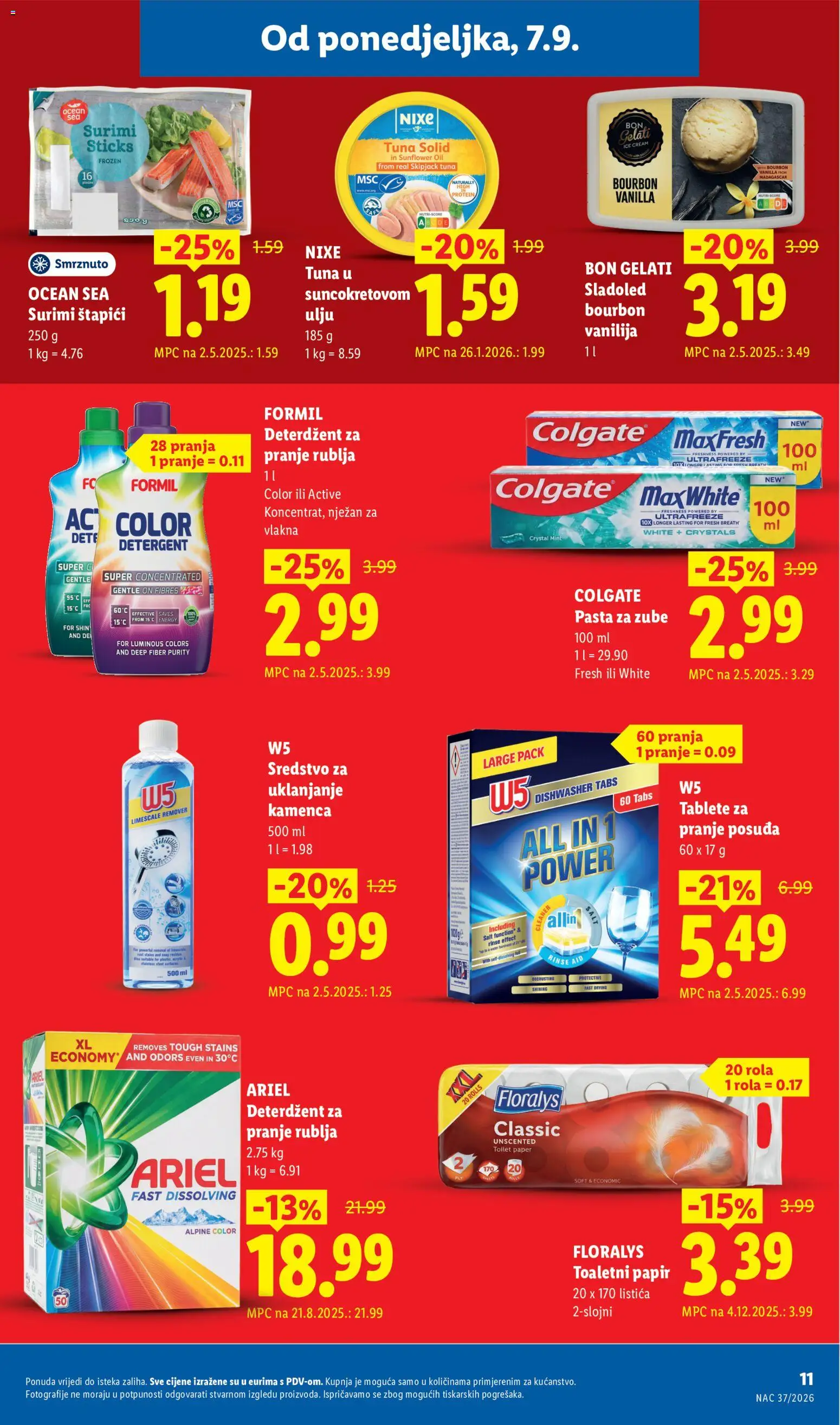 Lidl katalog | vrijedi od 28.09.2026 | Stranica: 11 | Proizvodi: Protein, Deterdžent za pranje rublja, Toaletni papir, Ariel