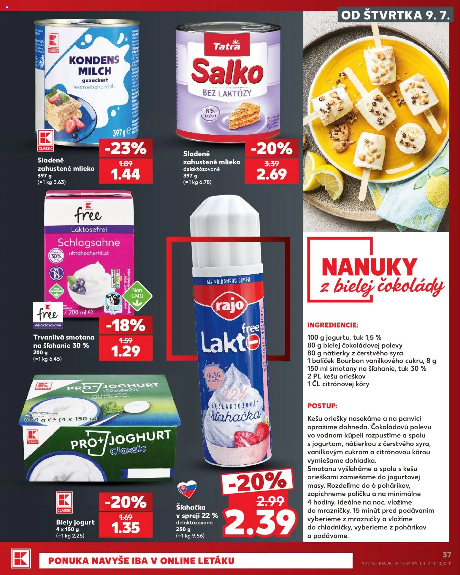 Nové Kaufland akcie – leták je platný od 09.07.2026 | Strana: 37 | Produkty: Mrazničky, Jogurt, Smotana, Salko