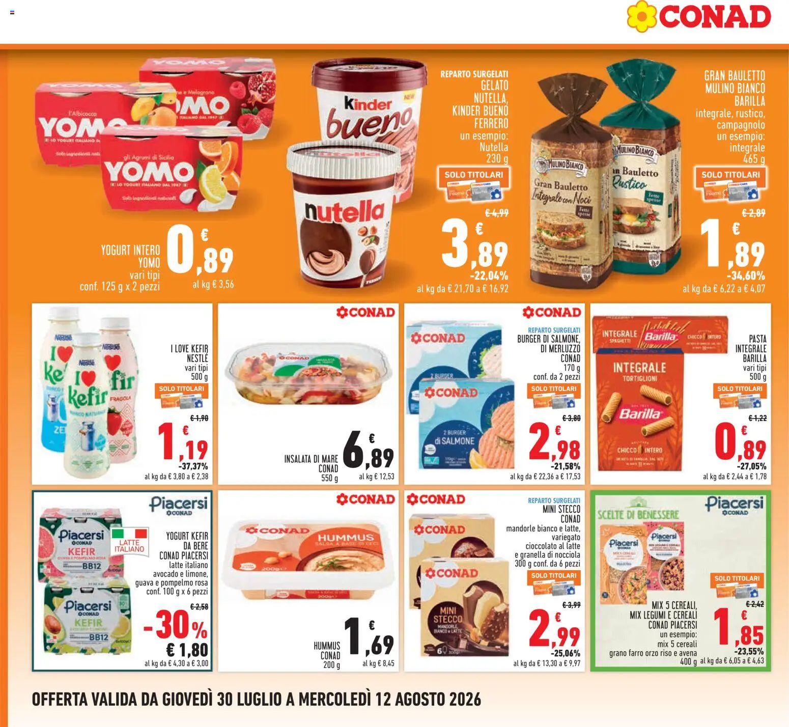 Volantino Conad del 30/07/2026 | Pagina: 14 | Prodotti: Cioccolato, Salmone, Pompelmo, Nutella