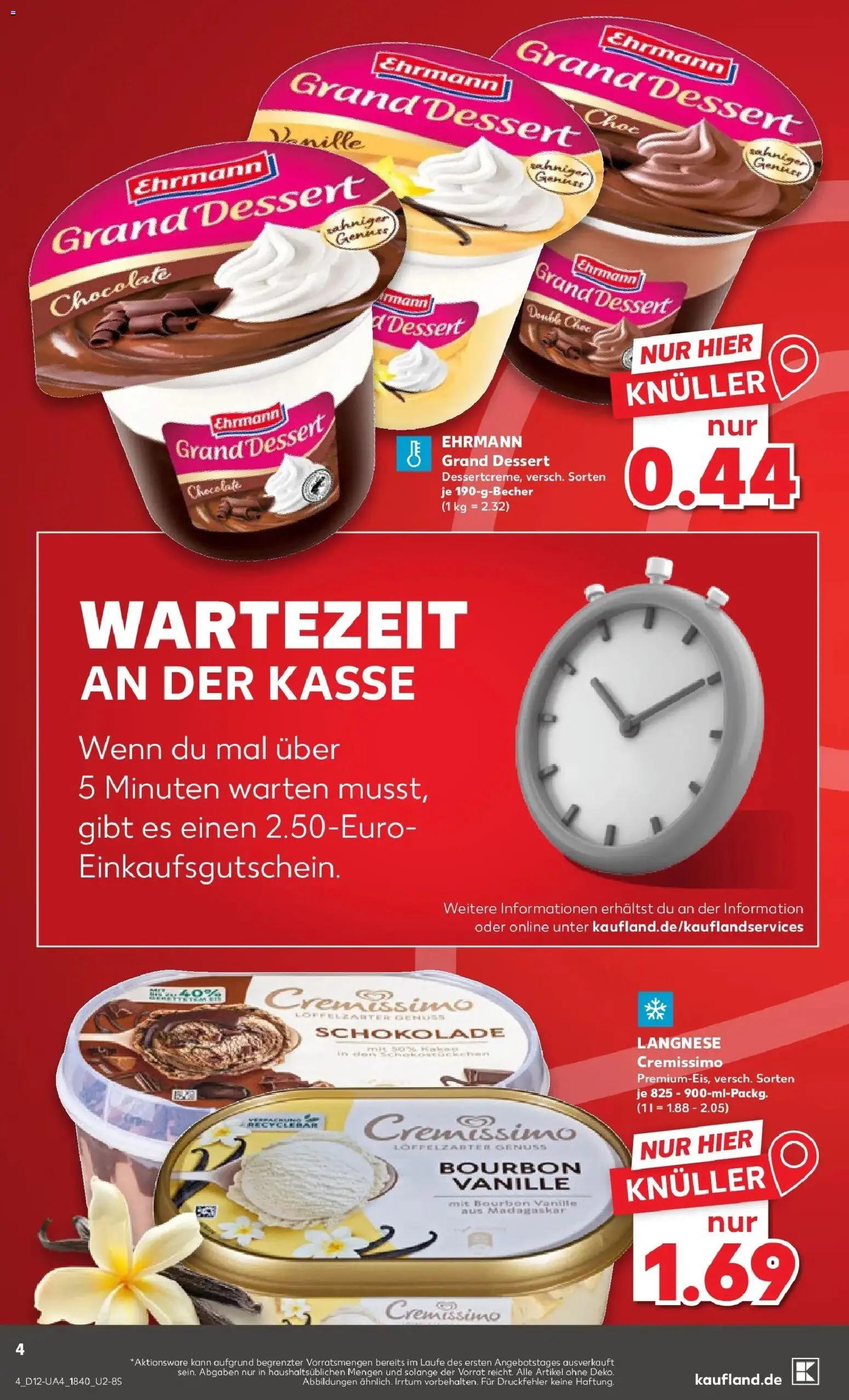 Kaufland Prospekt Marl	 – gültig ab 19.03.2026 | Seite: 4 | Produkte: Langnese, Cremissimo, Schokolade, Ehrmann grand dessert