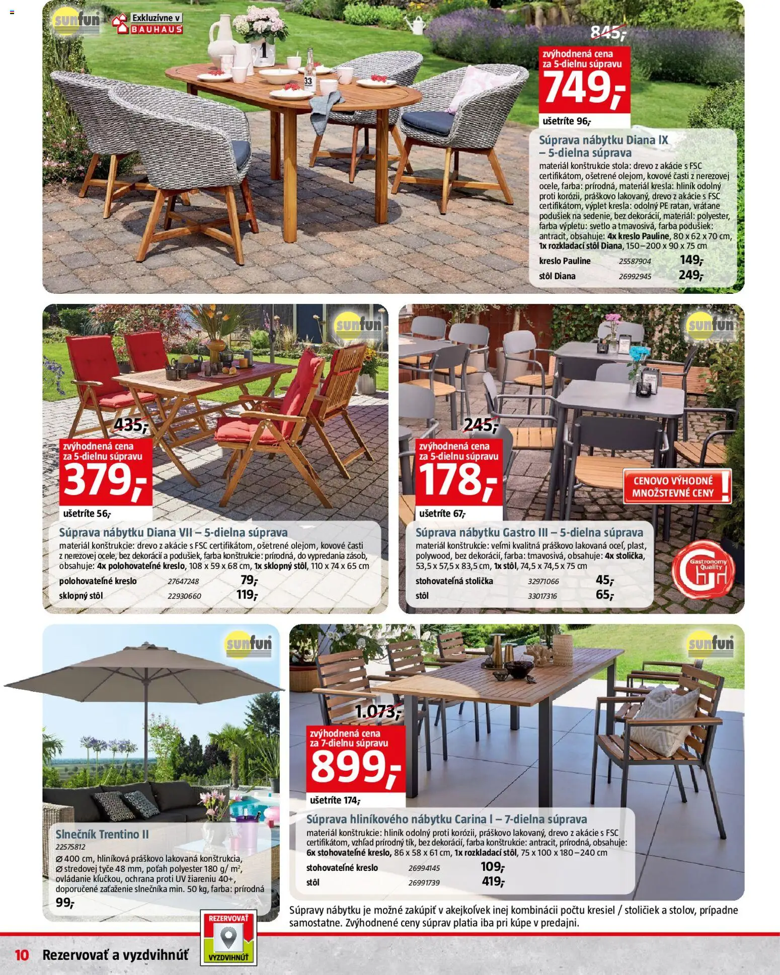 Nové Bauhaus akcie – leták je platný od 01.06.2026 | Strana: 10 | Produkty: Kreslá, Rozkladací stôl, Stôl, Svetlo