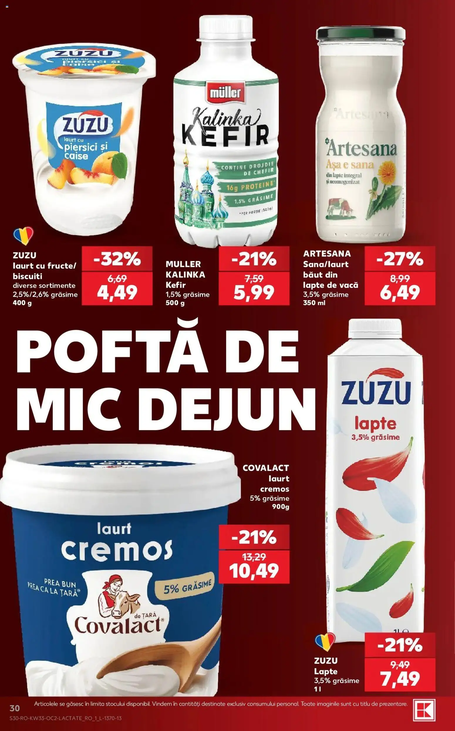 Kaufland Curtea de Argeș 12.08.2026 - Revista si Oferta | Pagină: 30 | Produse: Lapte, Kefir, Biscuiți, Piersici