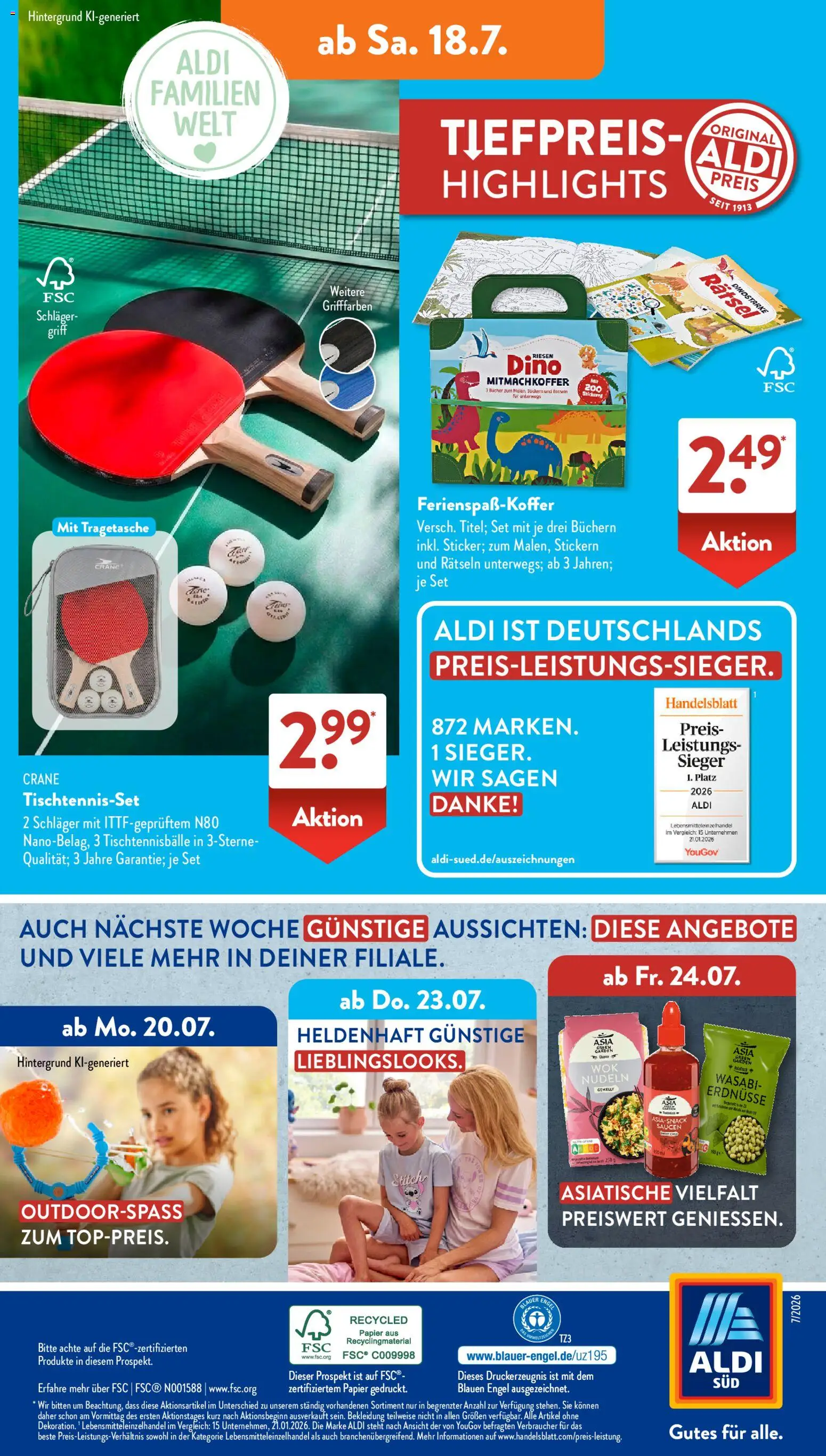 Aldi Süd Prospekt – gültig ab 13.07.2026 | Seite: 17 | Produkte: Erdnüsse, Tischtennisbälle, Bekleidung