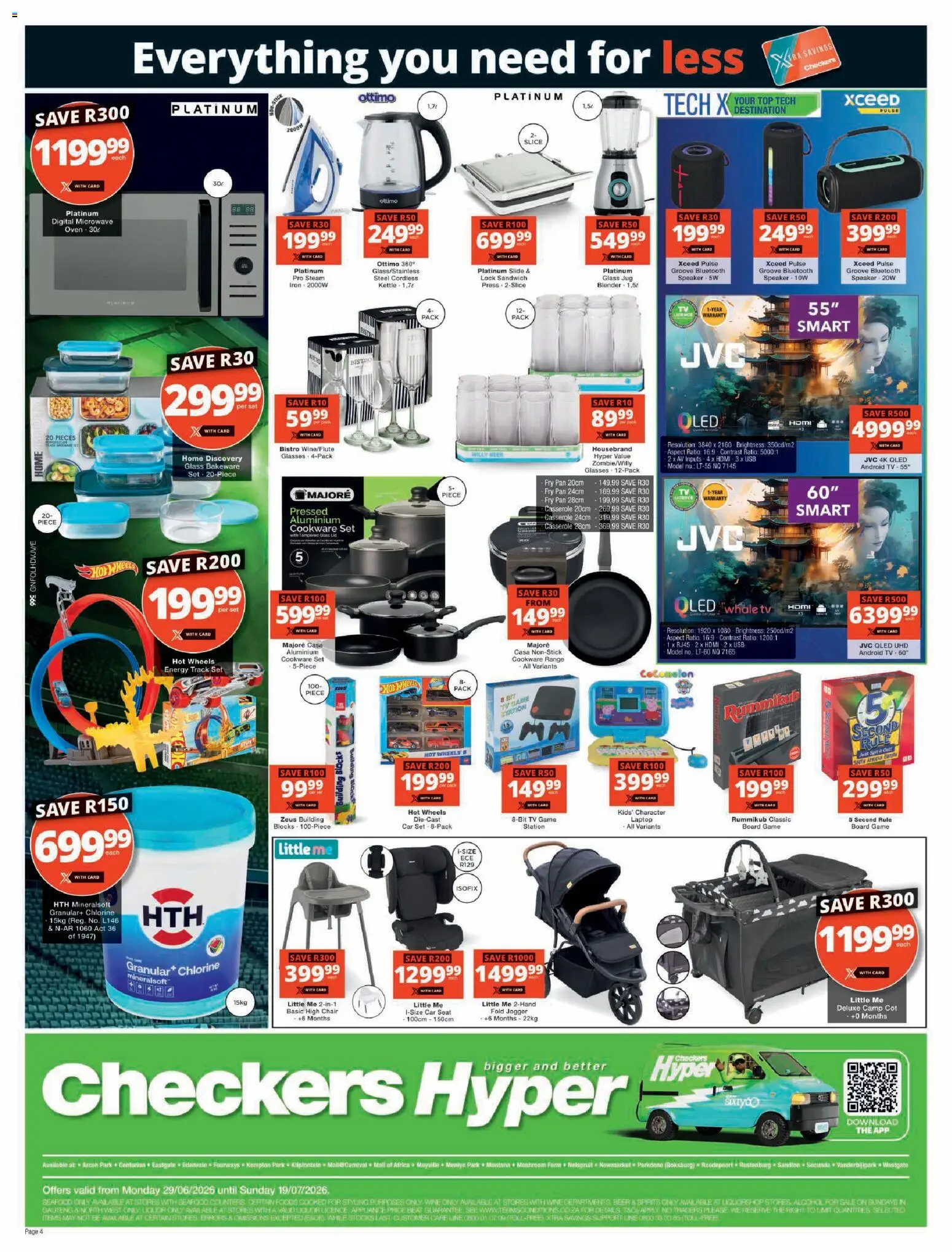 New Checkers catalogue – valid from 29/06/2026 | Page: 4 | Products: Microwave oven, Chair, Blender, Beer