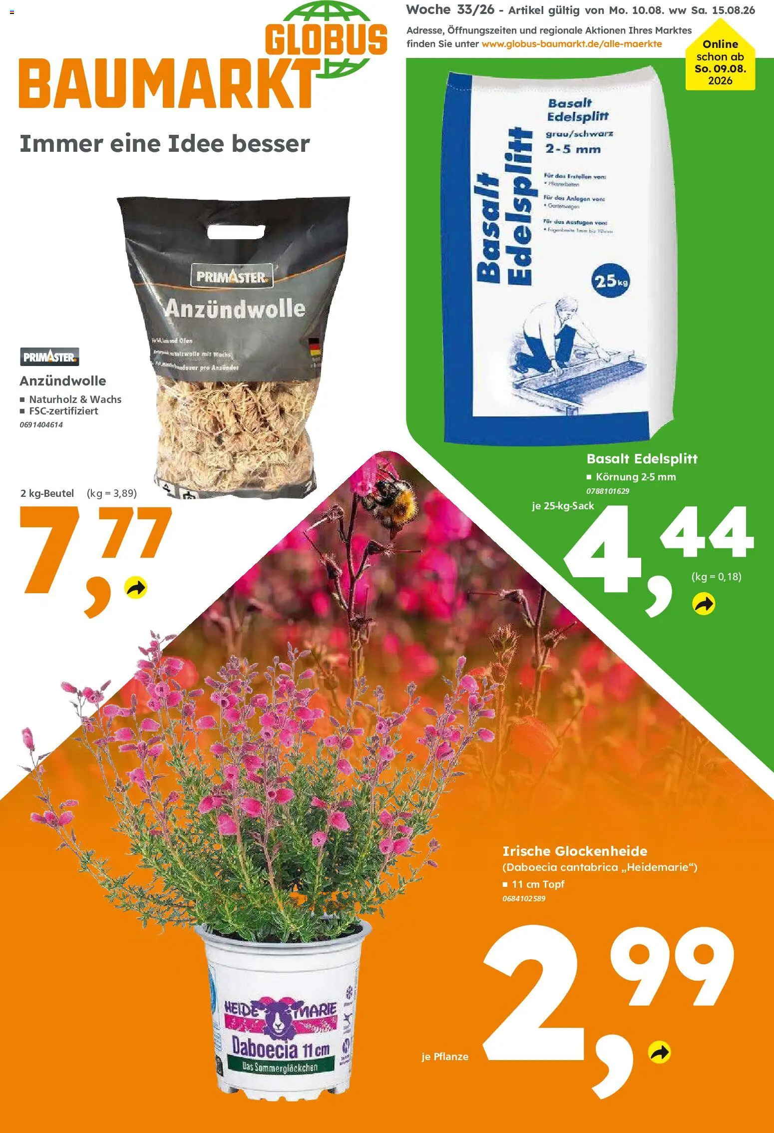 Globus Baumarkt Prospekt – gültig ab 10.08.2026 | Seite: 1