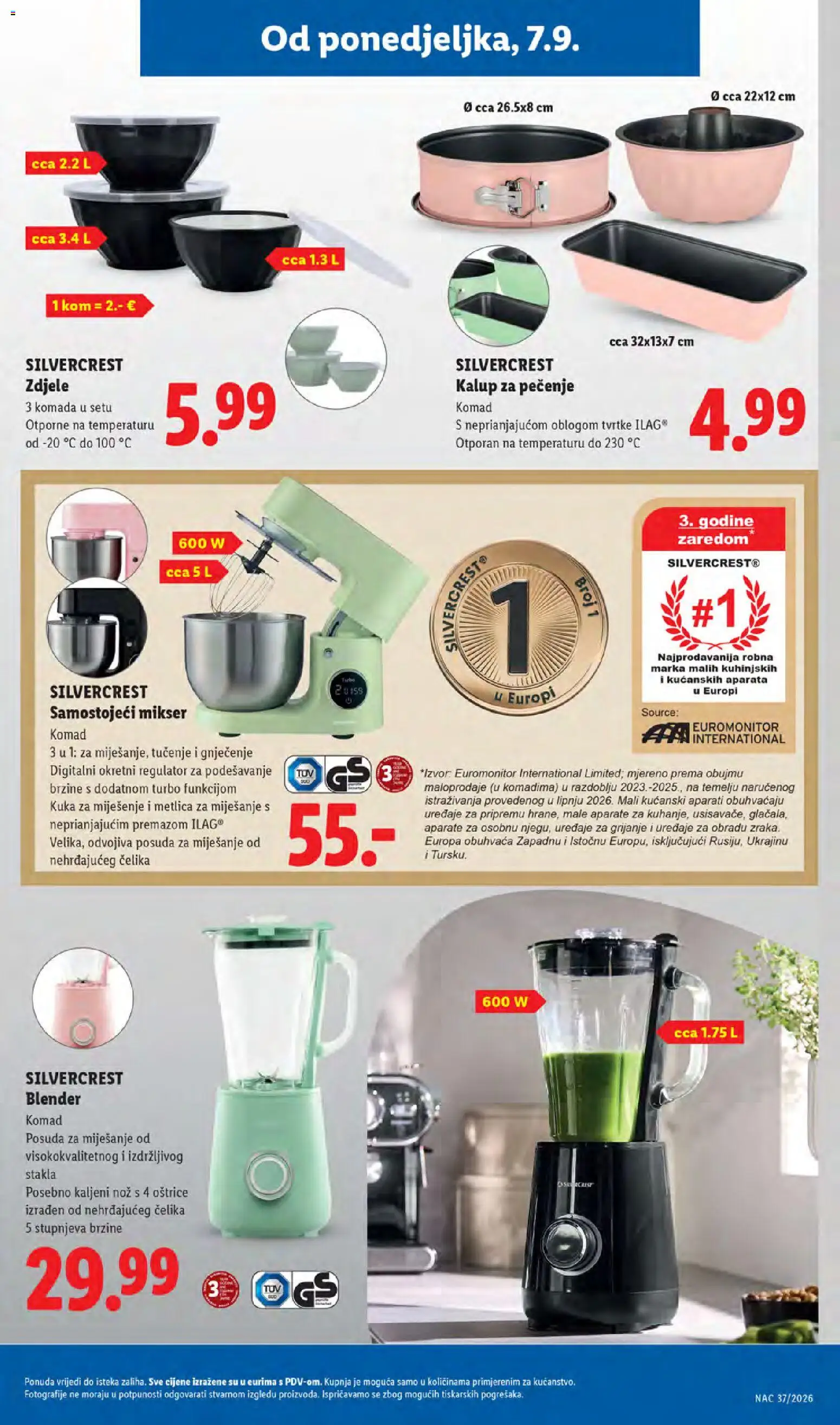 Lidl katalog | vrijedi od 07.09.2026 | Stranica: 33 | Proizvodi: Mikser, Kalup za pečenje, Nož, Blender