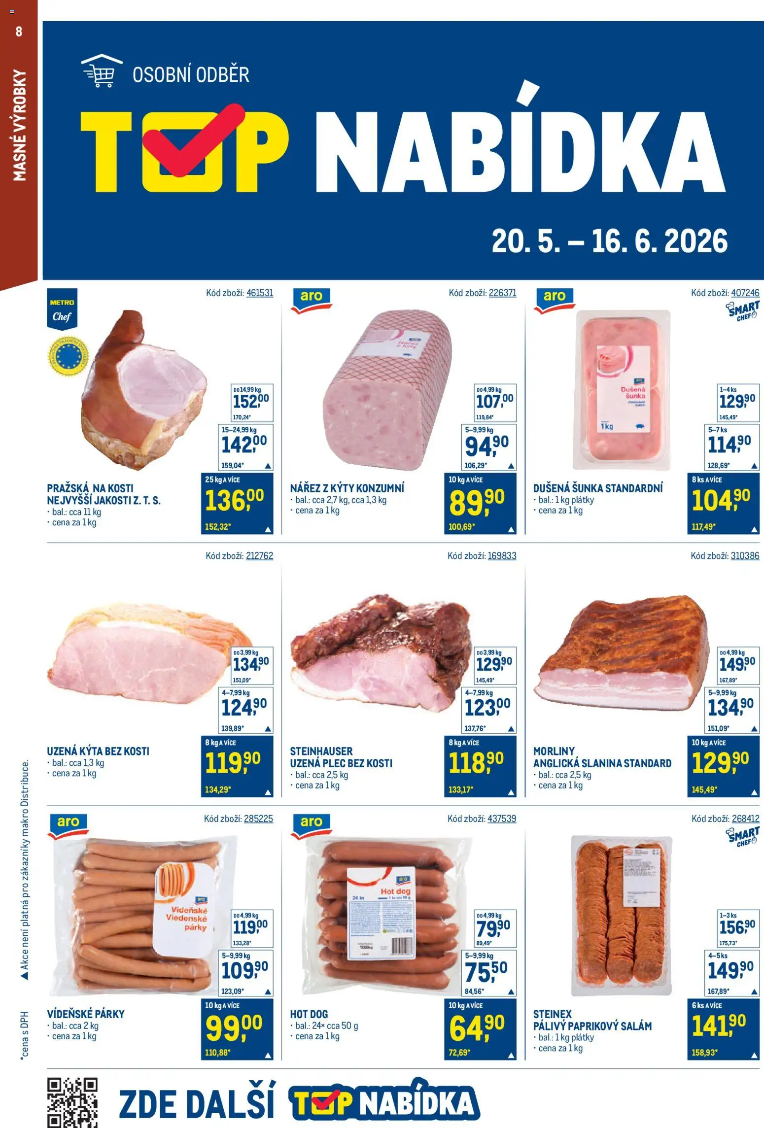 Makro leták - Gastronomie od 20.05.2026 | Strana: 8 | Produkty: Šunka, Uzená kýta, Kýta, Slanina