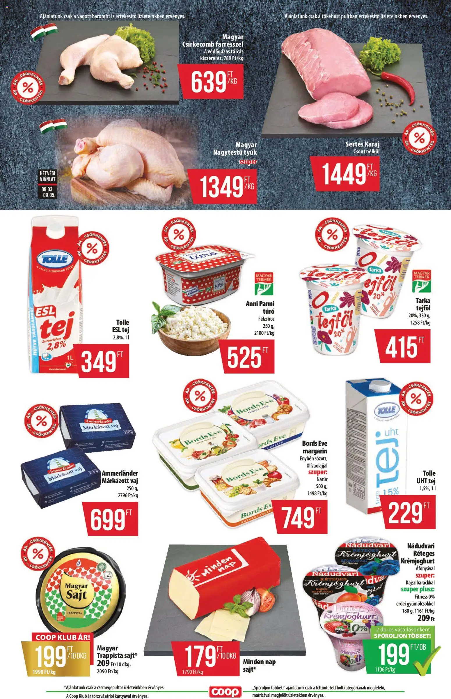 COOP akciós ujság - amely érvényes a következő dátumtól: 2026.09.03. | Oldal: 3 | Termékek: Tyúk, Karaj, Csirkecomb, Bords Eve