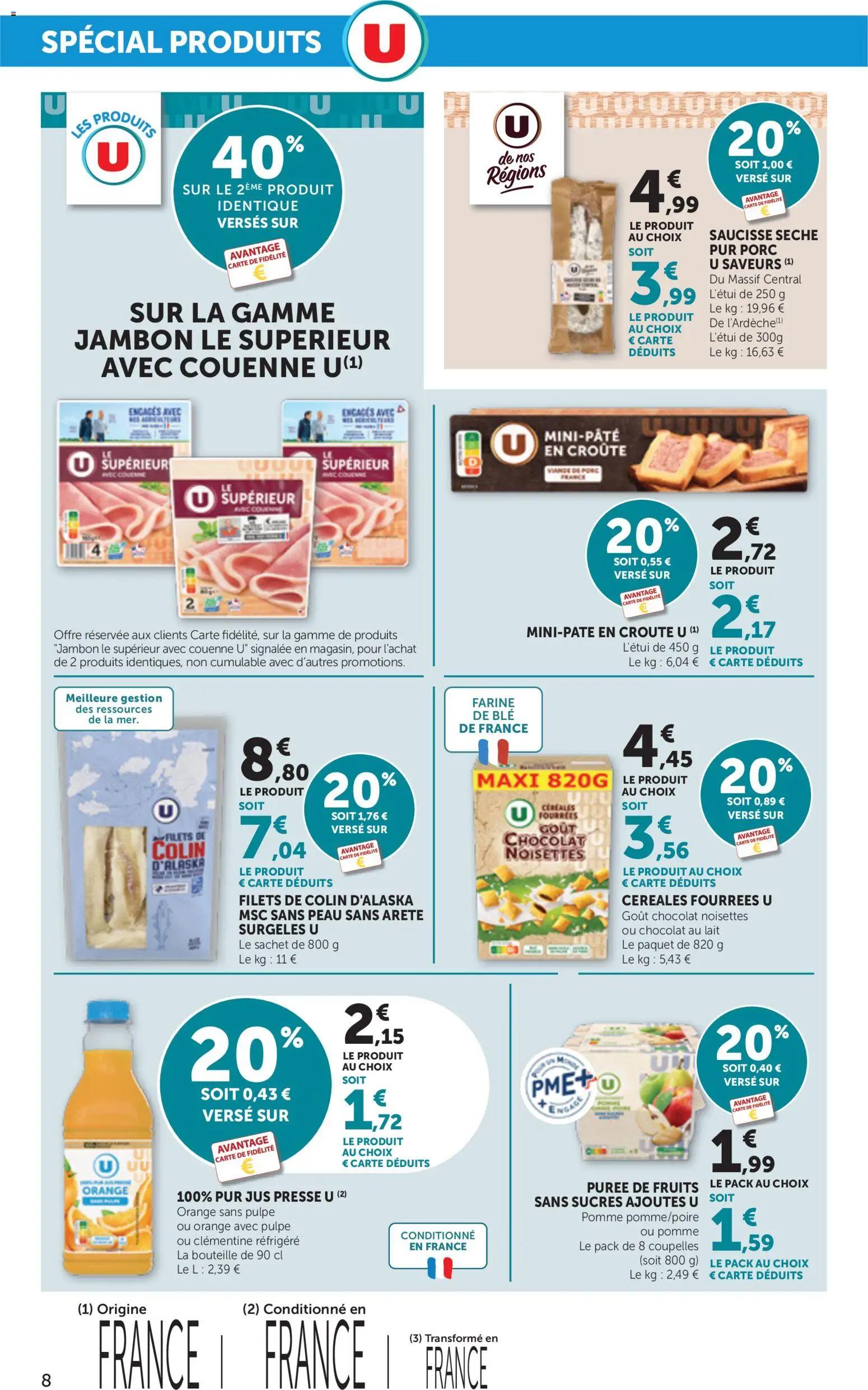 {H1} | Page: 8 | Produits: Pomme, Chocolat, Porc, Céréales