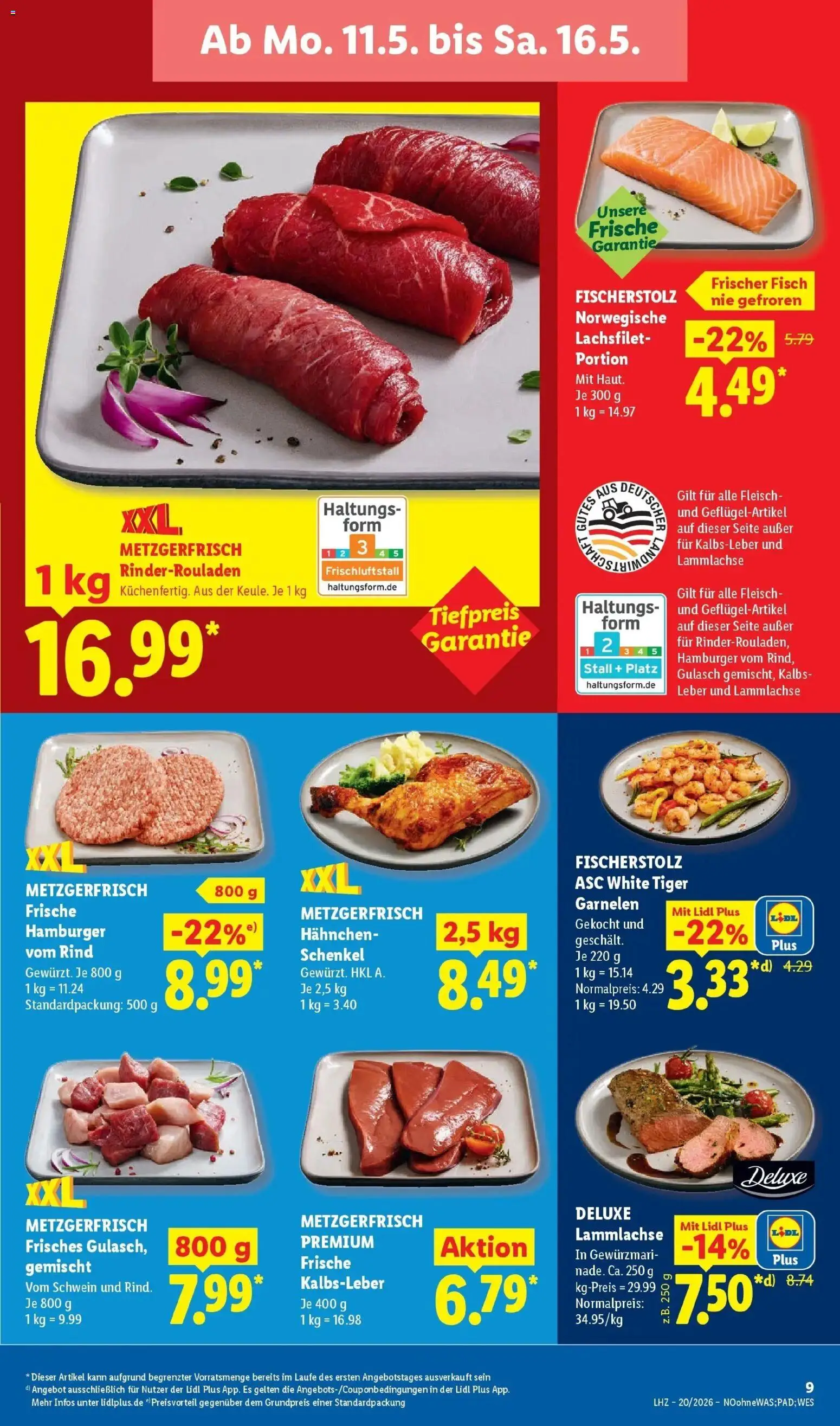 Lidl Německo leták od 11.05.2026 | Strana: 17 | Produkty: Hamburger, Tiger, Deluxe