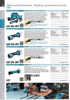 Makita-mainoslehti voimassa 24/03/2026 alkaen | Sivu: 62 | Tuotteet: Monitoimikone, Onki