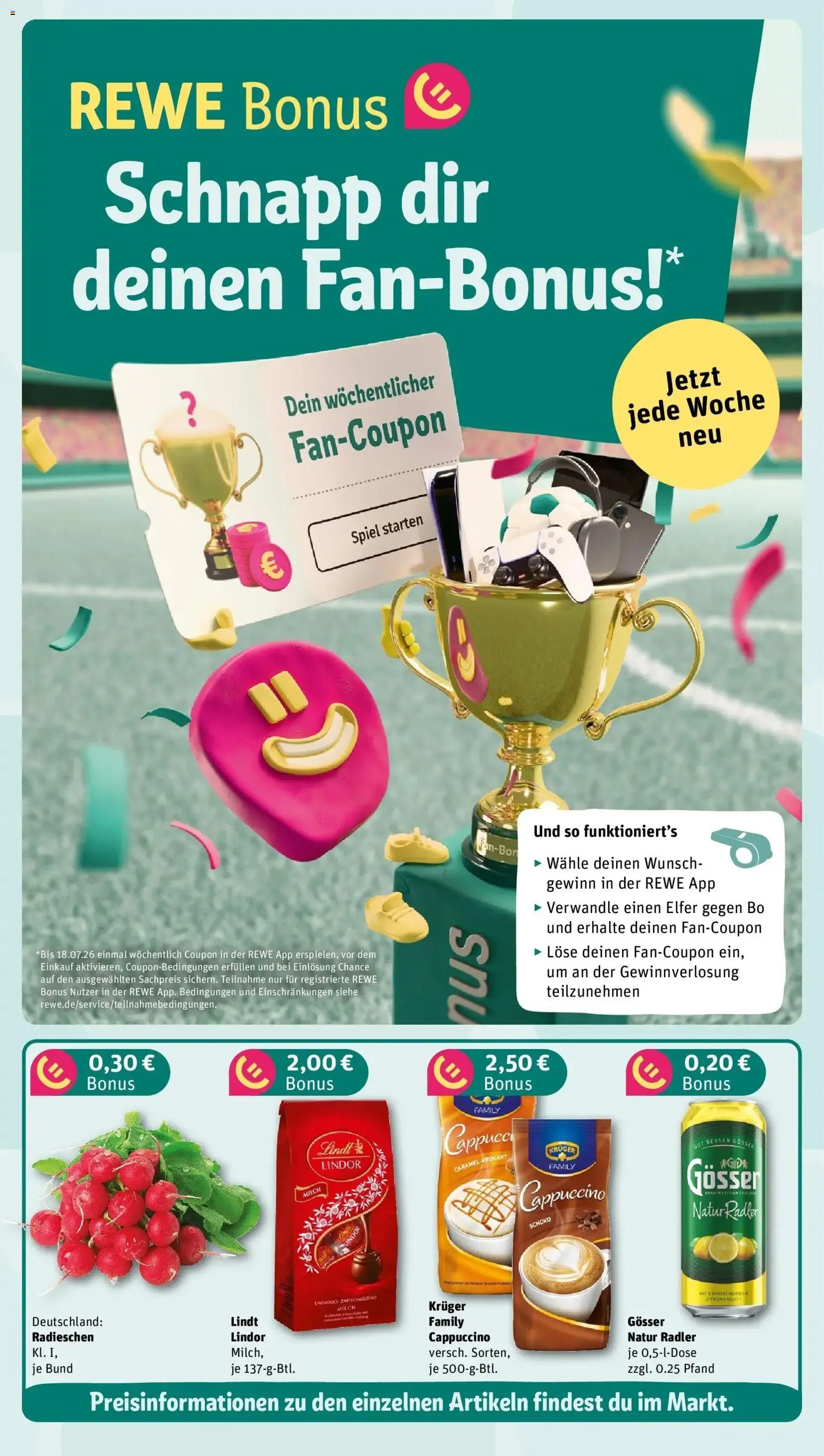 Rewe Prospekt Hoyerswerda – gültig ab 01.06.2026 | Seite: 3 | Produkte: Spiel, Milch, Radler, Lindt