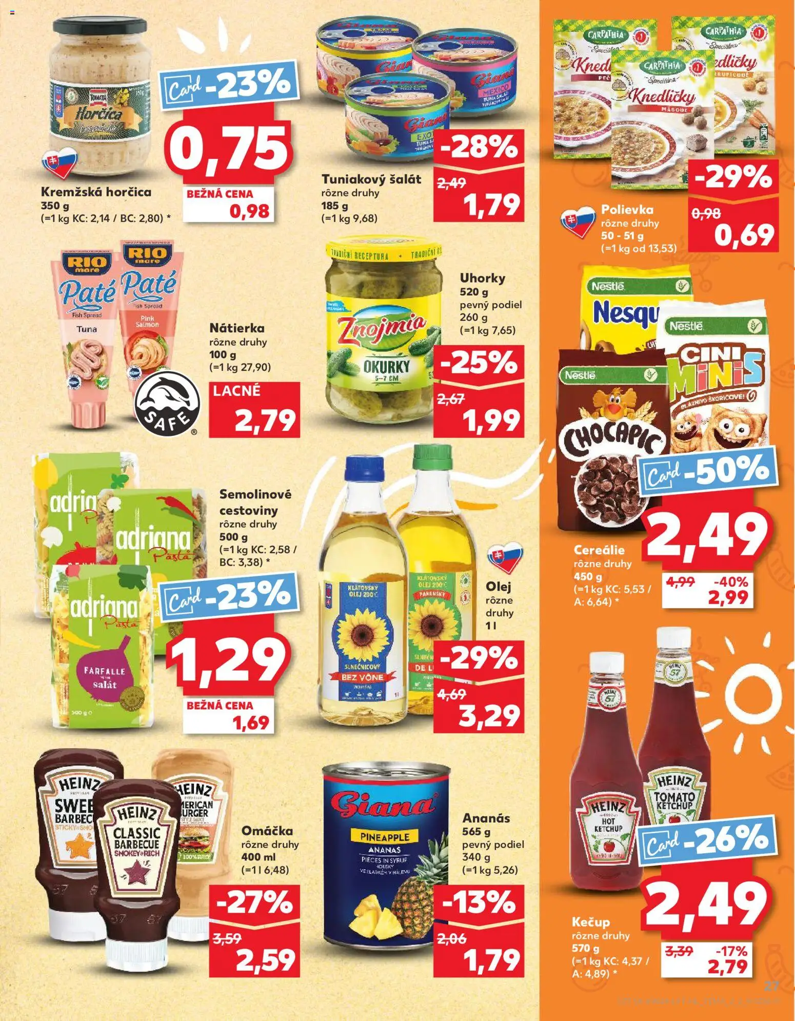 Nové Kaufland akcie – leták je platný od 11.06.2026 | Strana: 27 | Produkty: Cestoviny, Kečup, Šalát, Uhorky